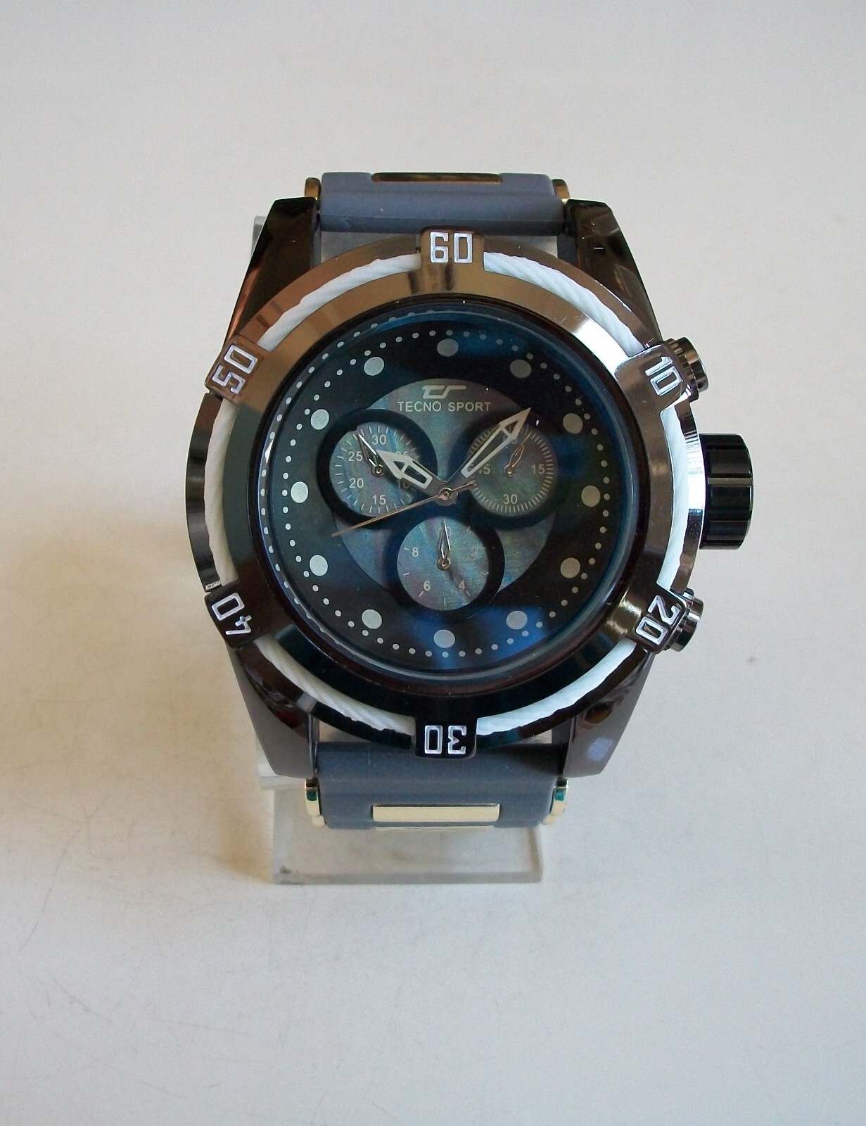 MEN’S TECNO SPORT HEMATITE, GRAY & GOLD SILICONE BAND HIP HOP FASHION WATCH