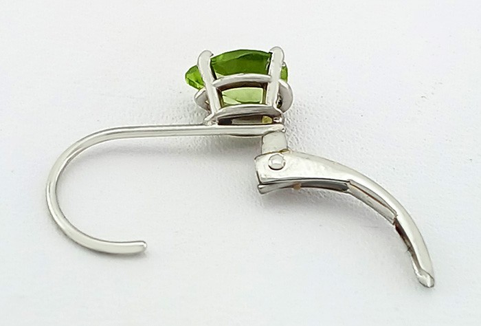 GENUINE 0.82 Cts PERIDOT DANGLING EARRINGS 14K WHITE GOLD – Free Certificate
