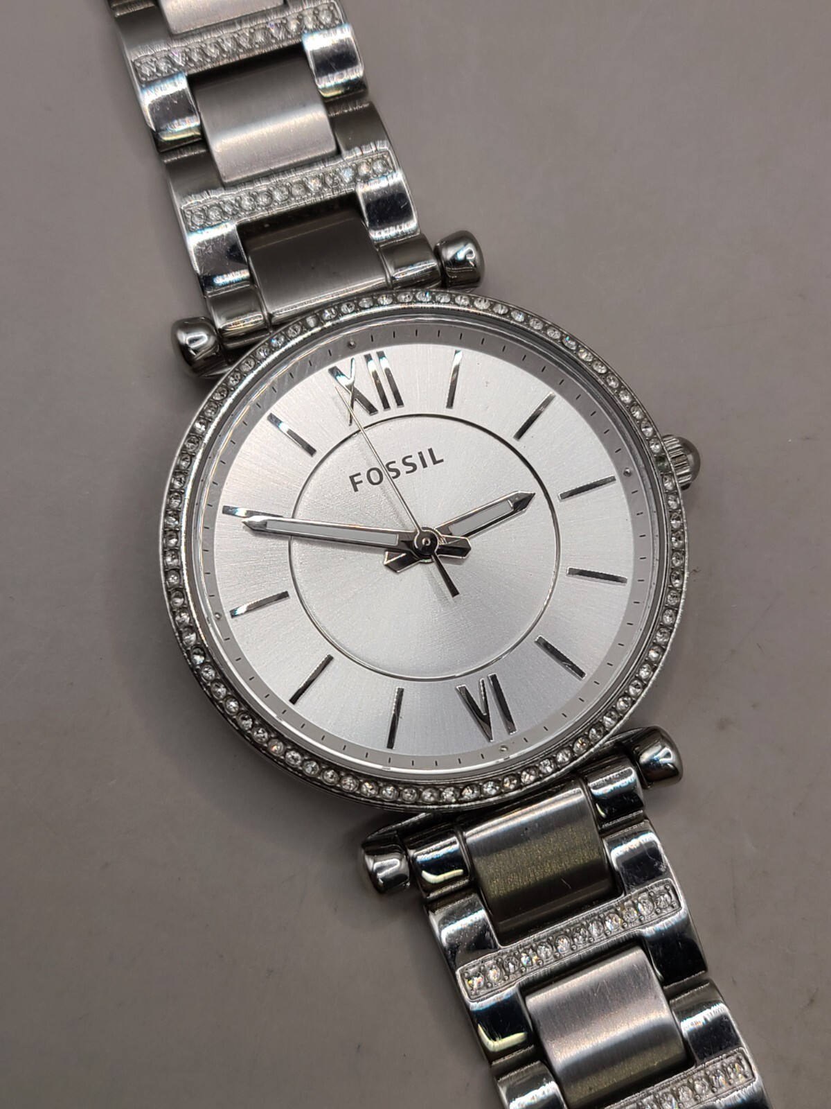 Wristwatch FOSSIL CARLIE ES4341 Stainless Steel Swarovski for Parts/Repair