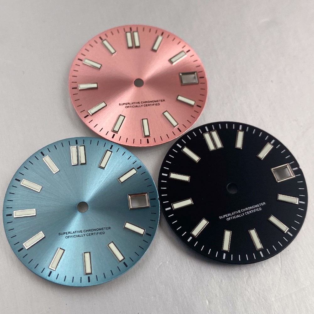 29mm Black Pink Blue Sunburst Watch Dial Fit Datejust Japan NH35 NH36 Movement