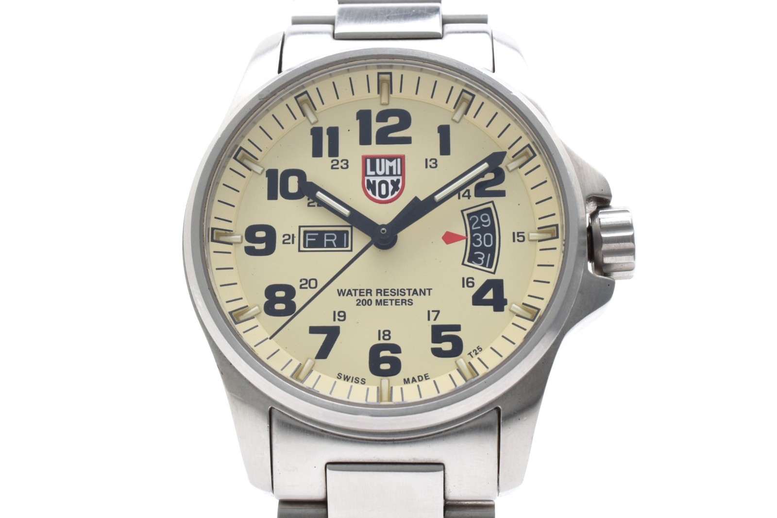 [Near Mint] LUMINOX ATACAMA FIELD 1820 Day Date Beige Dial Men’s Watch Quartz ST