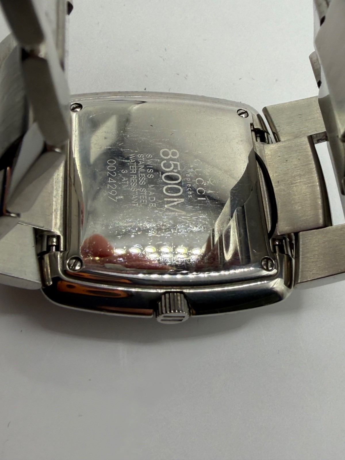 GUCCI 8500M SQUARE DATE BLACK DIAL QUARTZ MEN’S WATCH TESTED WORKING 0024297