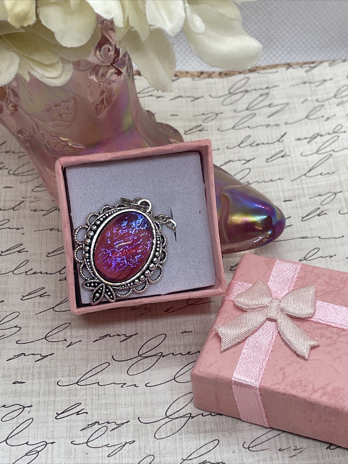 Mexican Fire Opal Dainty Necklace Pendant Anniversary Birthday Gift Mom Daughter