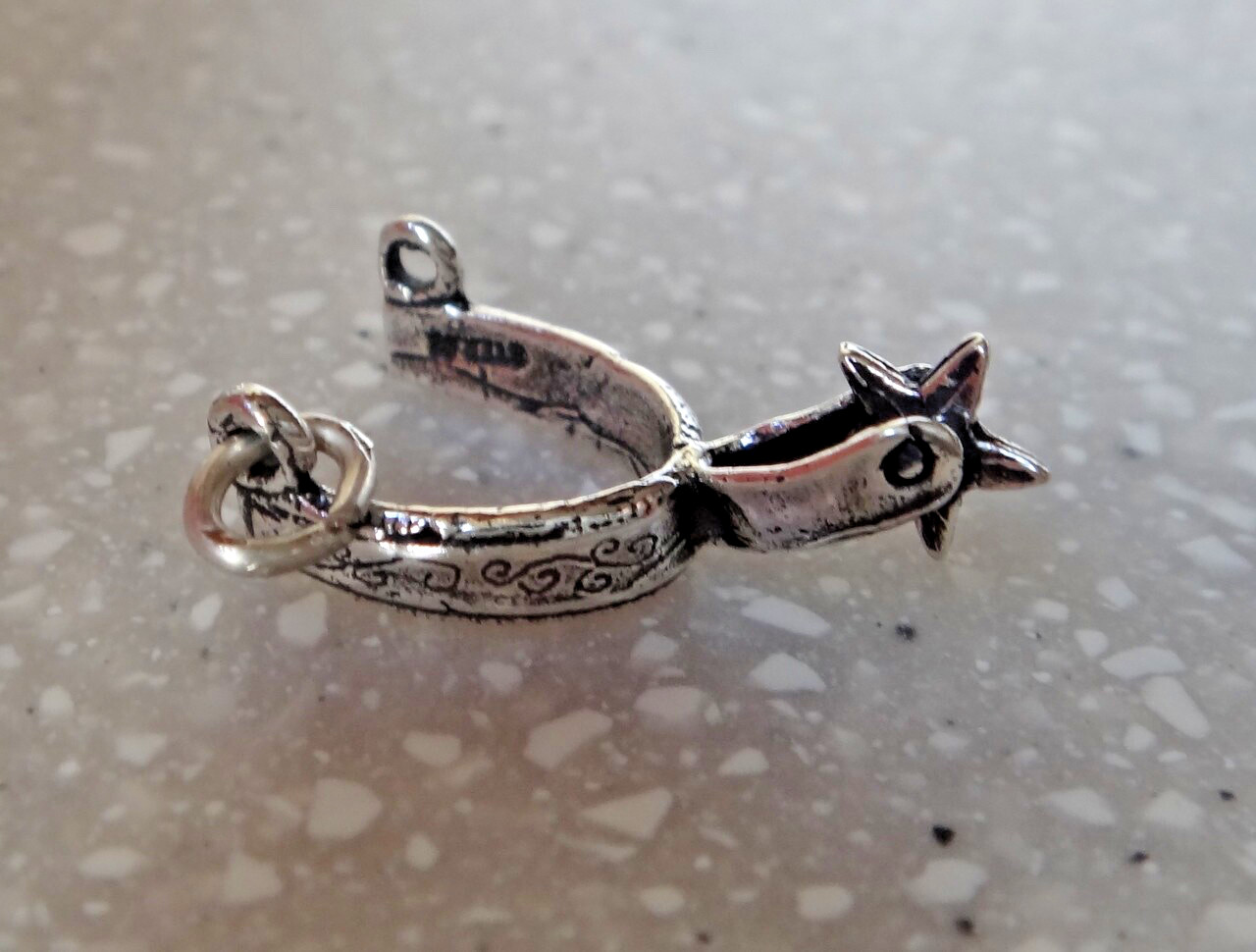 Sterling Silver 3D 23x12mm Cowboy Movable Spur Charm