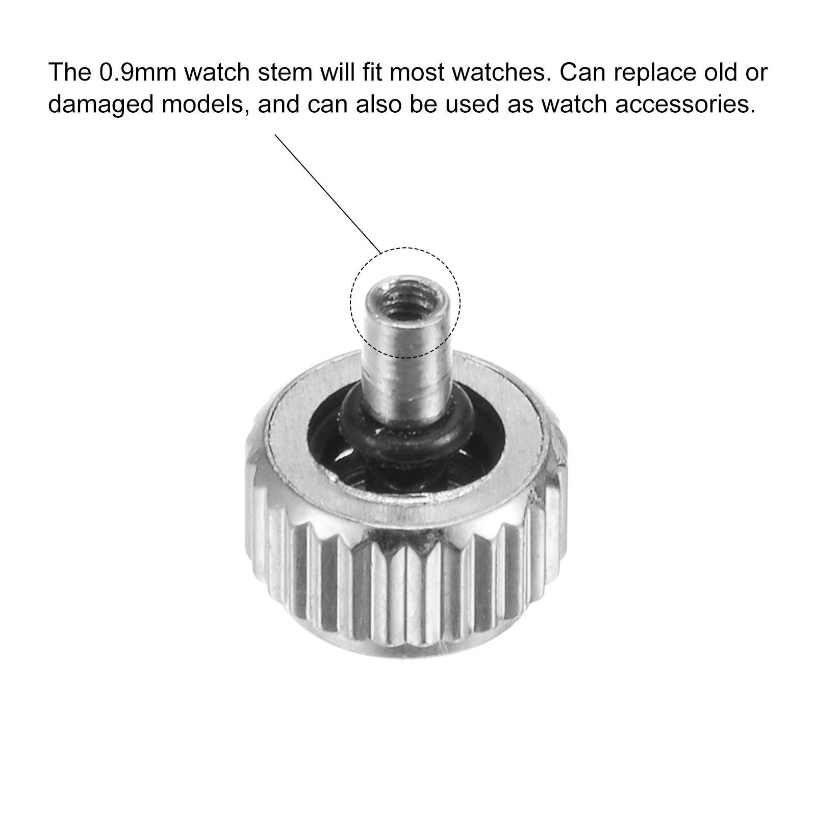 2Pcs 5×4.5mm Watch Crown SUS304 Flat Head Long Stem 2.5mm ID Silver Tone