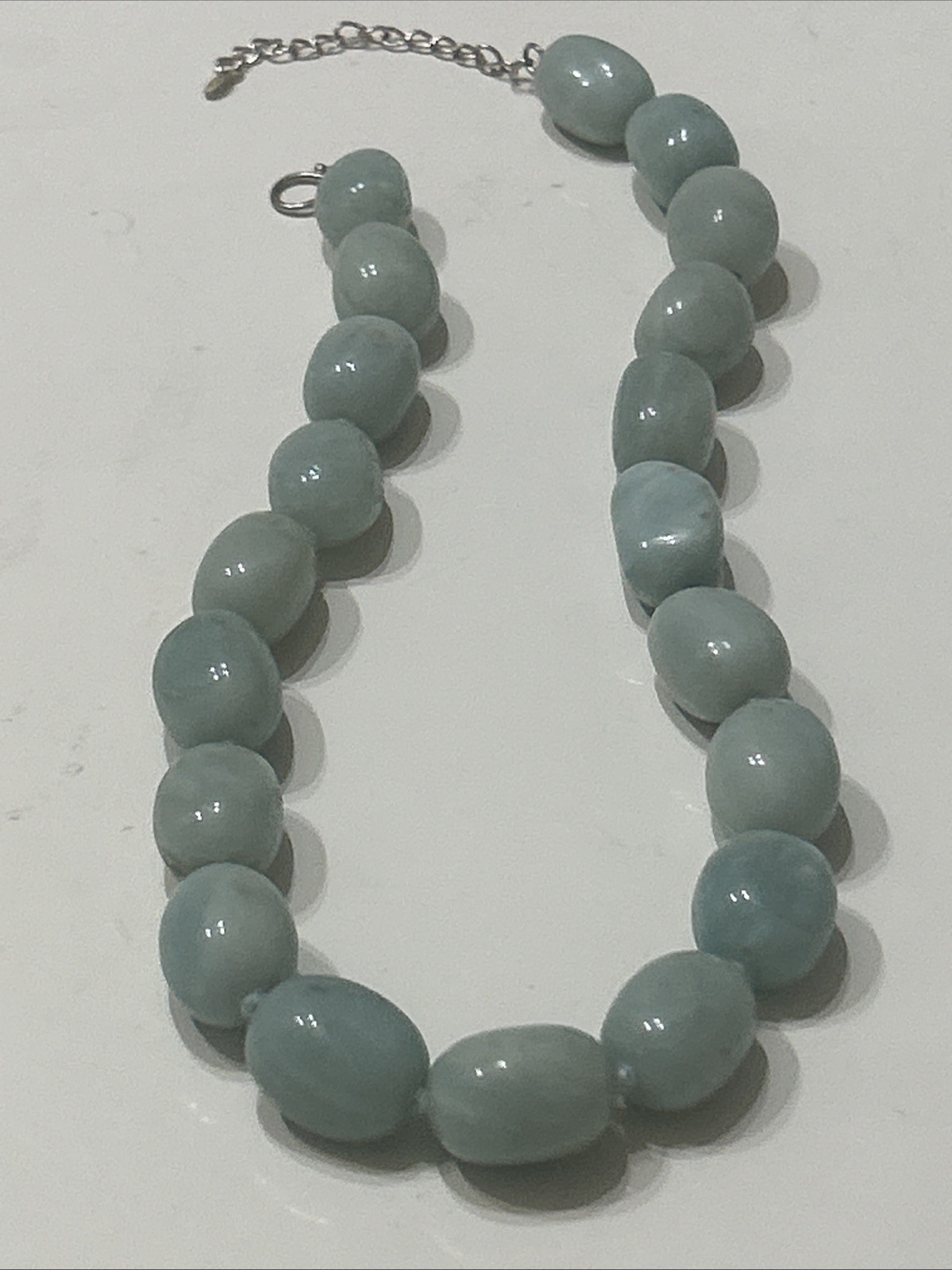Jay King DTR Aquamarine Gemstone Sterling Silver 925 Graduated Bead Necklace