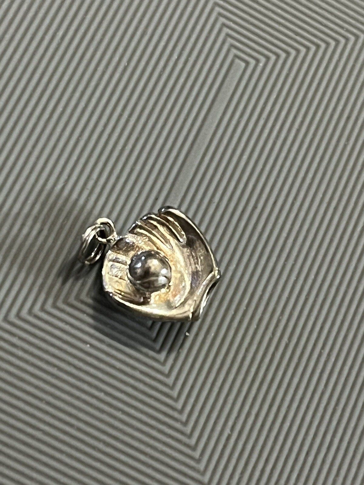 Sterling Silver 925 Baseball Mitt Glove with Ball Pendant Charm 3 Grams 1/2”