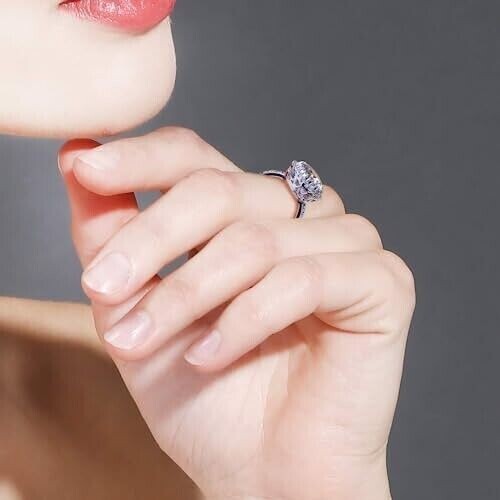 Silver Plated Authentic Proposal Ring 2CT CZ Vintage Style Christmas Gifts Ring