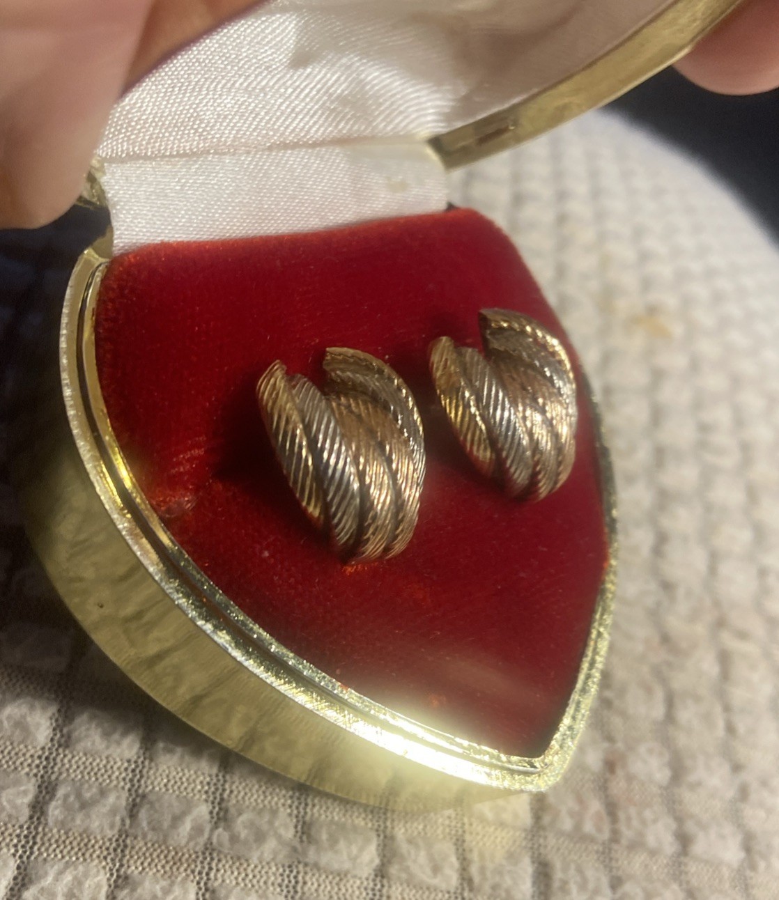 Vintage 14k Tri-Color Gold Twist Style Stud Earrings 2/3″ 2.98 Grams