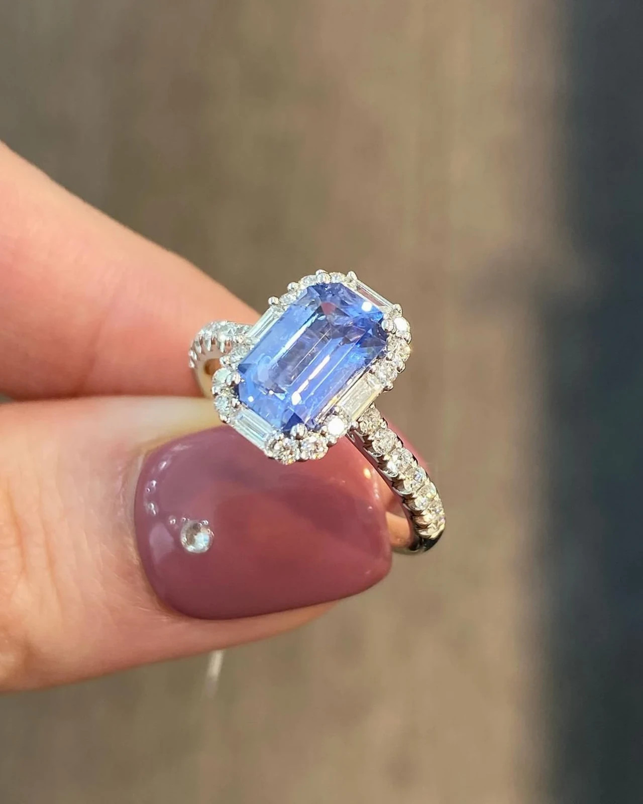 6.80 Ct Emerald Cut Natural Sapphire Diamond Ring 14K White Gold Size 8.5