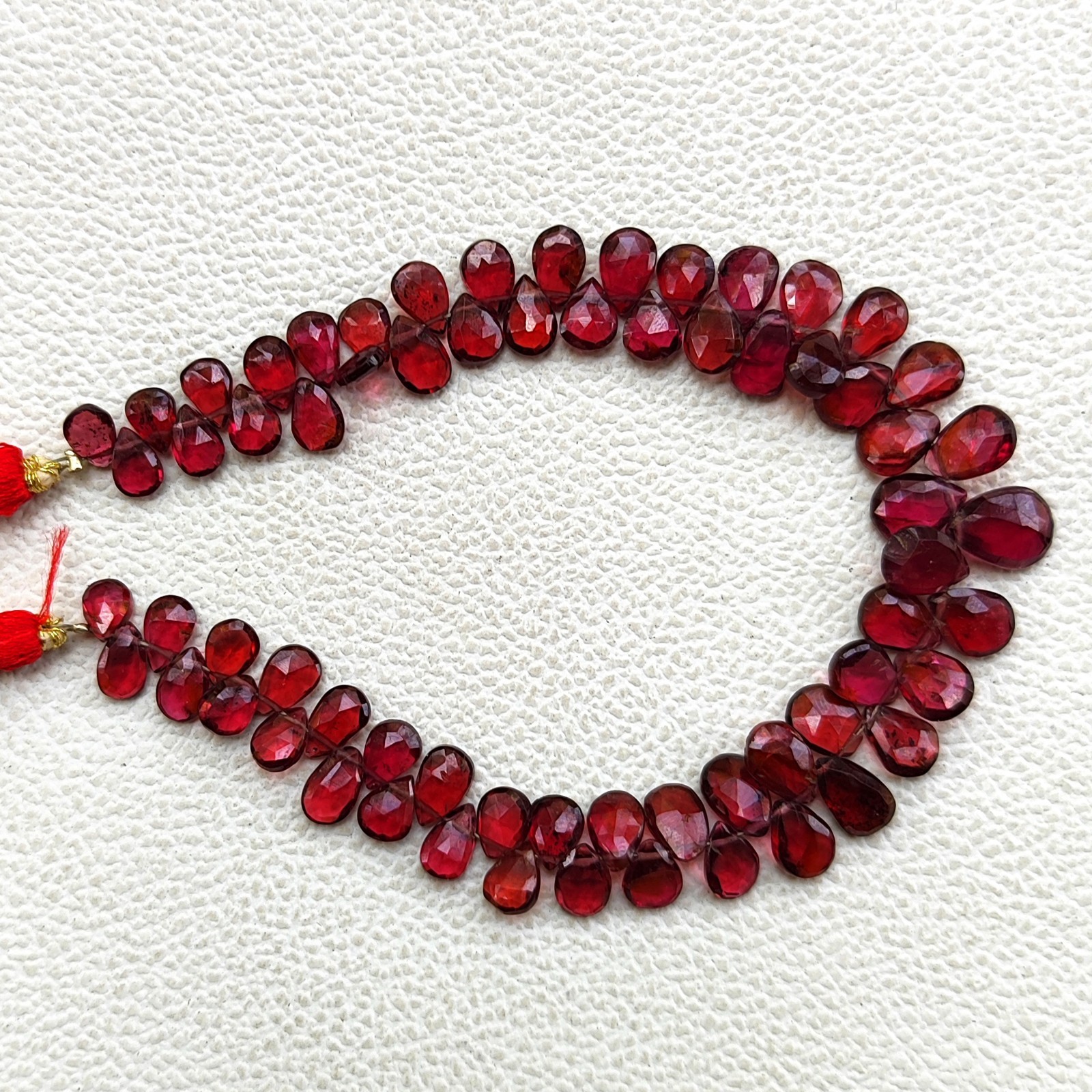 Red Mozambique Garnet Faceted Pear Briolette Beads 7×5 to 11×8 mm 8″ Gem Strand