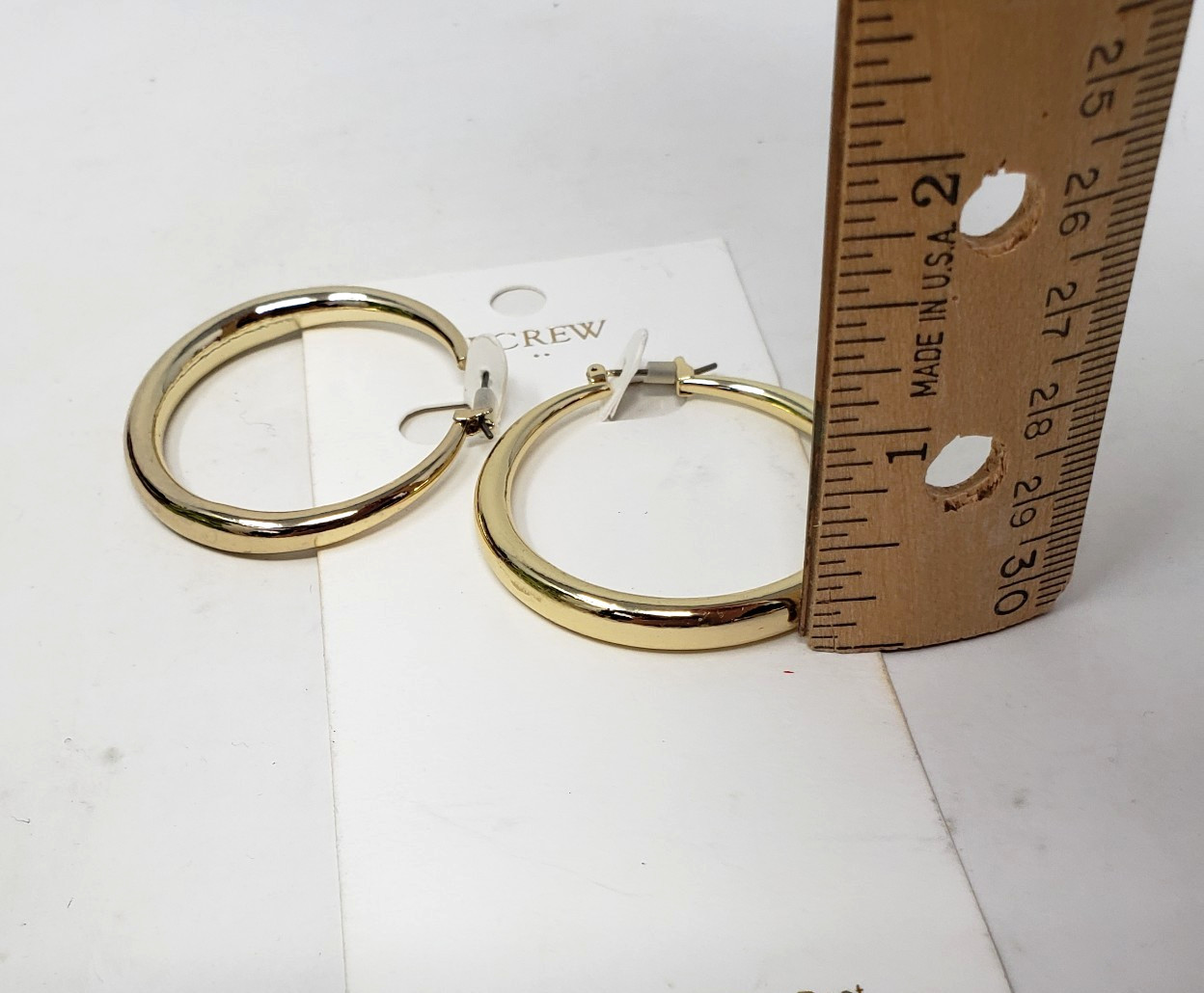 J Crew Factory Hoop Earrings Thick Chunky Gold-Plated Brass 40mm (Approx 1 1/2″)