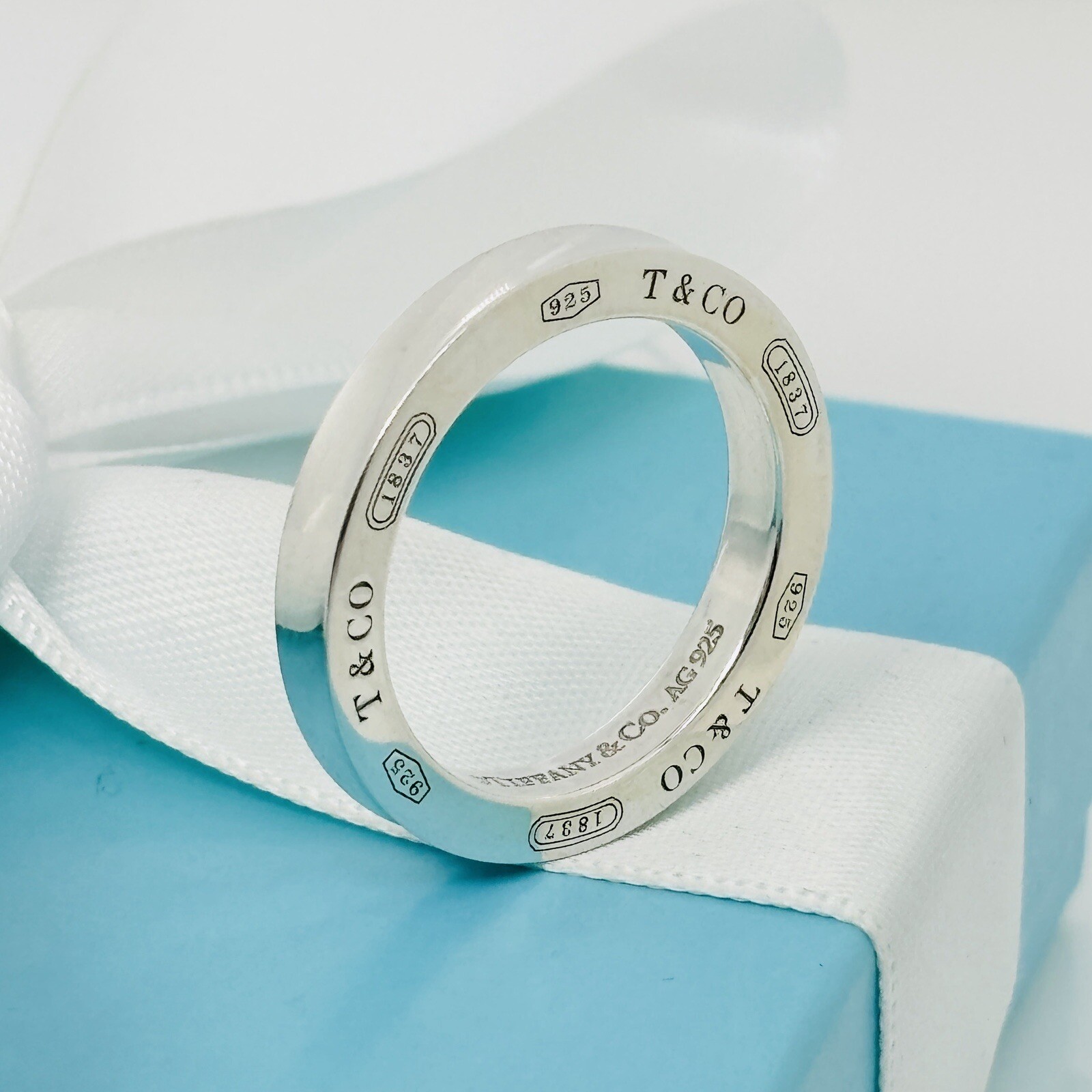 Size 9.5 Tiffany & Co 1837 Ring Concave in Sterling Silver