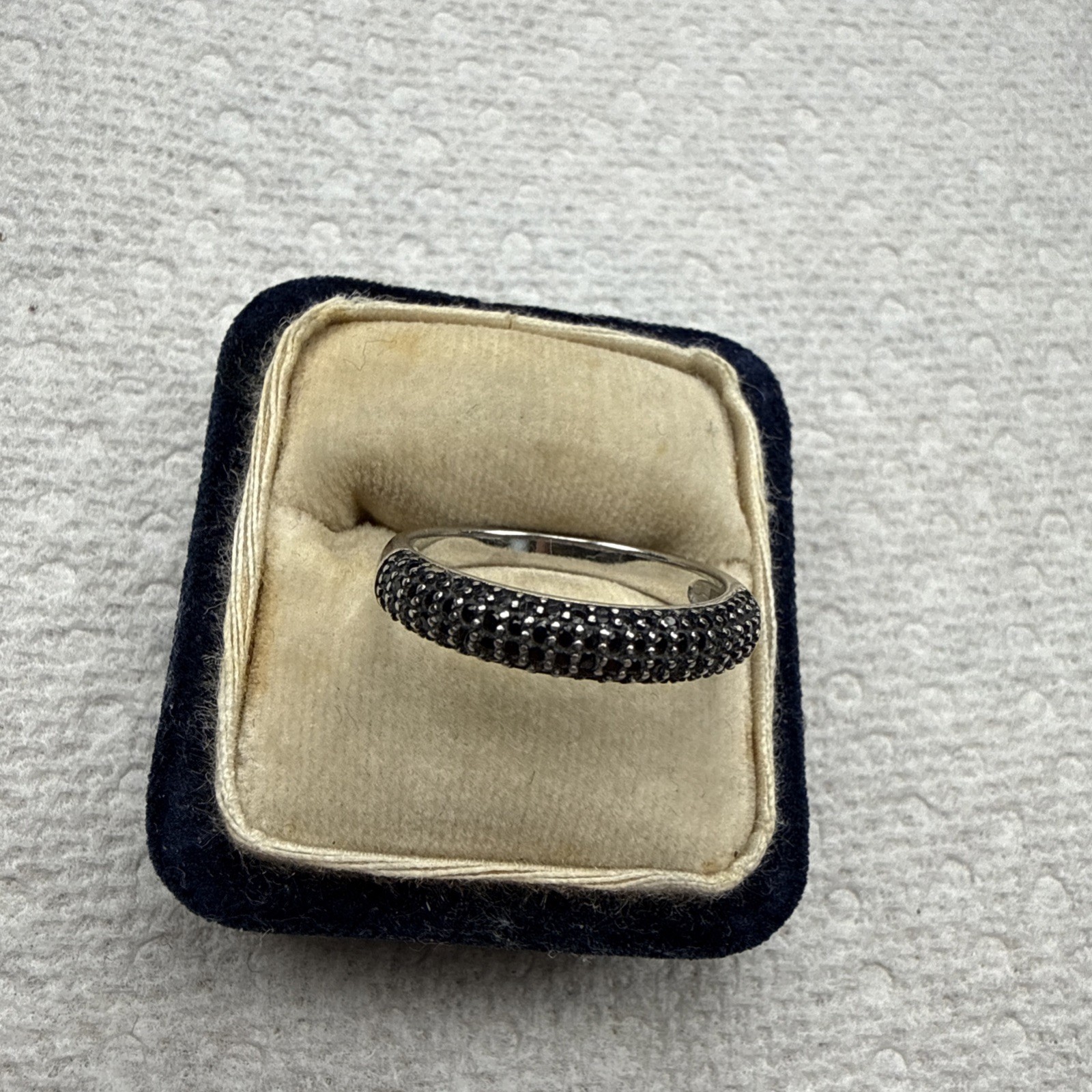 Sterling Silver Micro Pave CZ Split Shank Band Ring Sz 7.75 2g