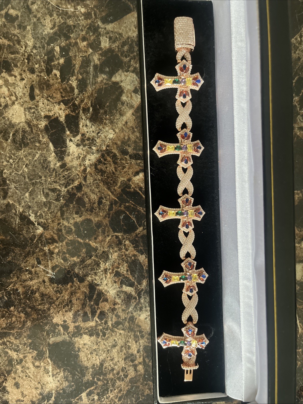 Moissanite Sterling silver Cross Infinity Bracelet 8 In