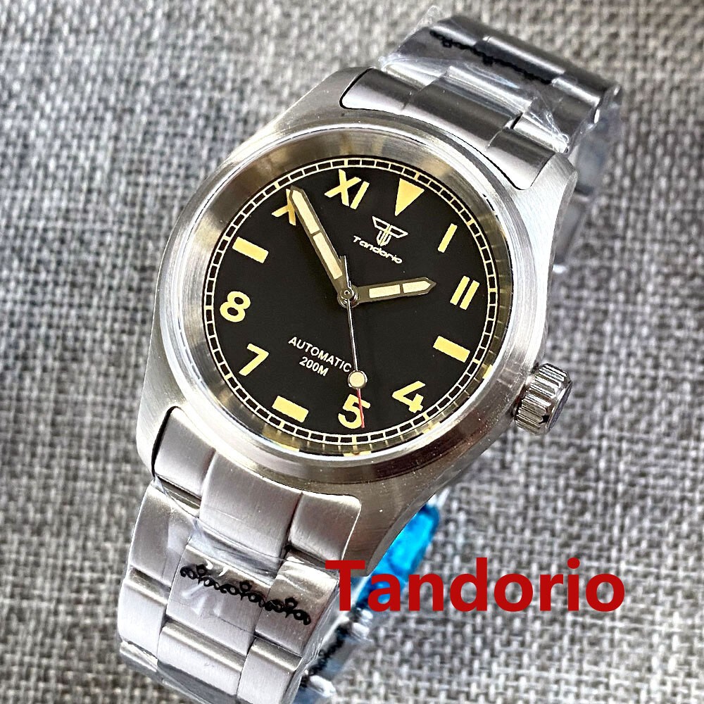 Tandorio 36mm Retro Pilot Sapphire California Dial NH35A 200m Diving Men Watch