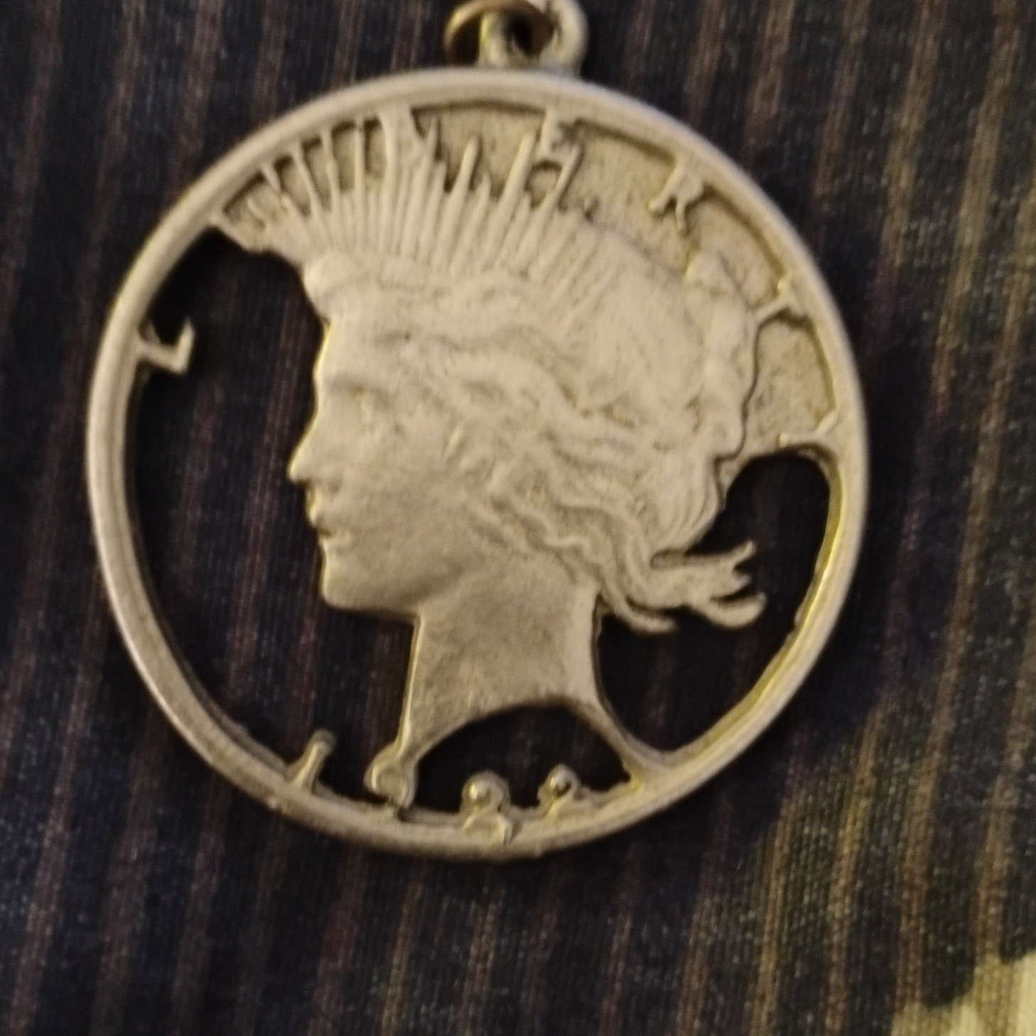 Silver Metal Peace Dollar Cutout -Style Round Pendant Charm Unisex