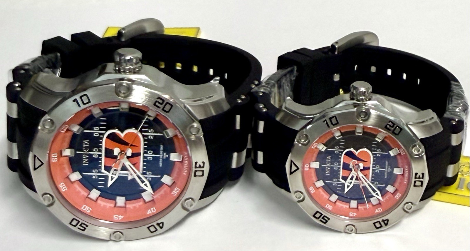 50mm & 38mm Auto His & Hers BENGALS-NFL| Black Football Field Dial Invicta Watch