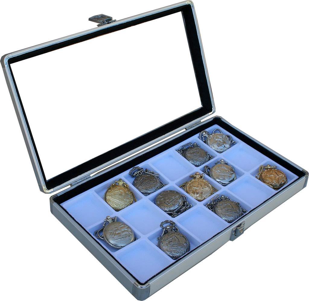 18 Pocket Watch Show Case Display Aluminum Jewelry Supply box pocket watches
