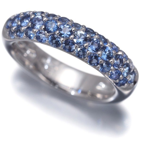 Auth RUGIADA Ring Sapphire Paved US6-6.25 18K 750 White Gold