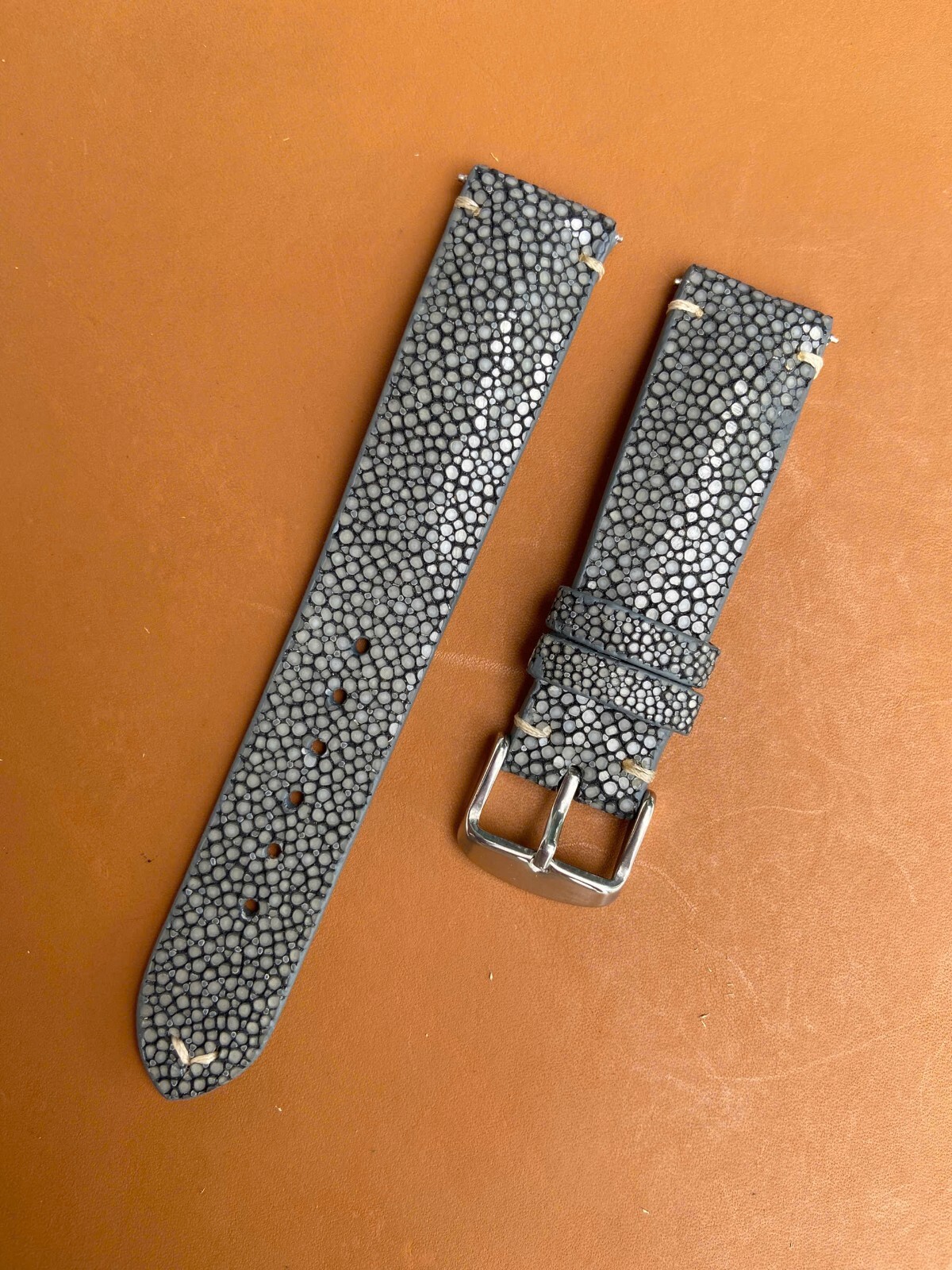 Gray Stingray Leather Watch Strap Band, Size 18mm 19mm 20mm 21mm 22mm 24mm 26mm.