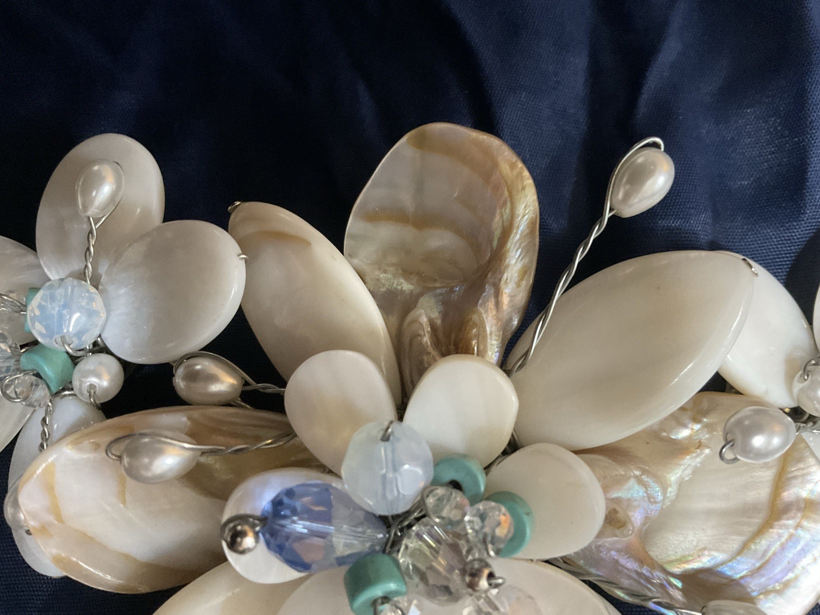 Handmade Abalone and Mother-of -Pearl Shells Necklace One of A Kind 22 Inches