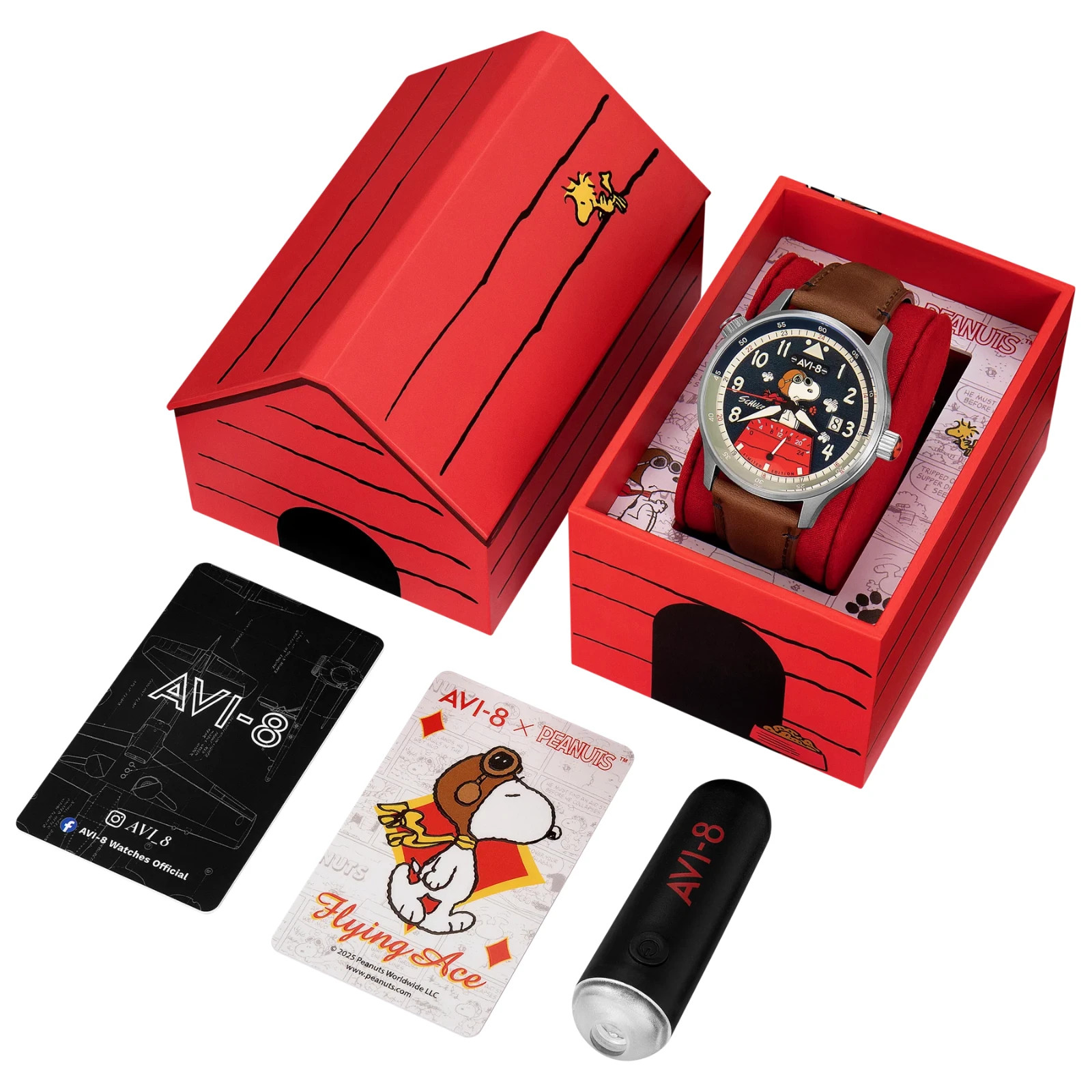 AVI-8 Snoopy Peanuts Flying Ace Azure Aviator McKellar Dual Time Limited 530