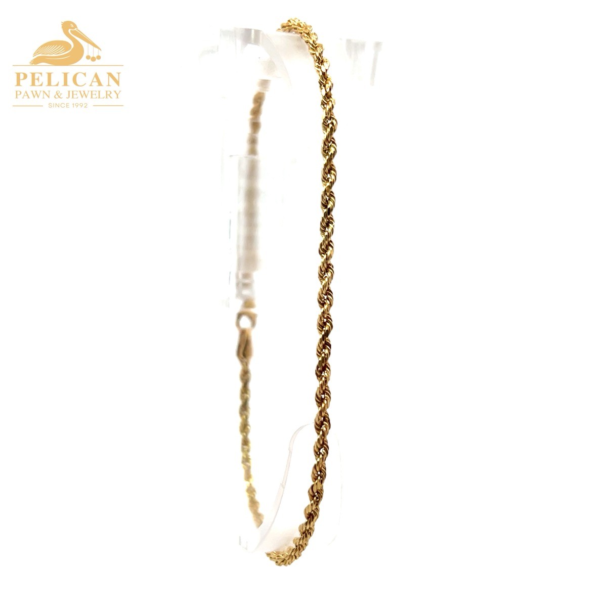 8″ Women’s 10KT Gold 2.1MM Rope Bracelet Hollow (PPJ059792)