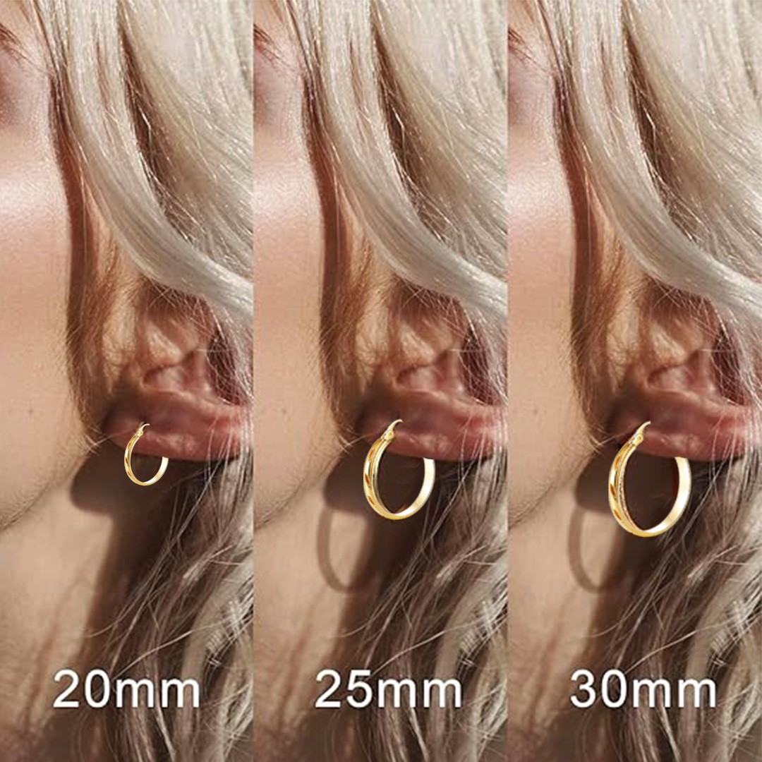 14k Gold Hoop Earrings Large Chunky Hoop Earring Women Hoops Earring 20/25/30MM