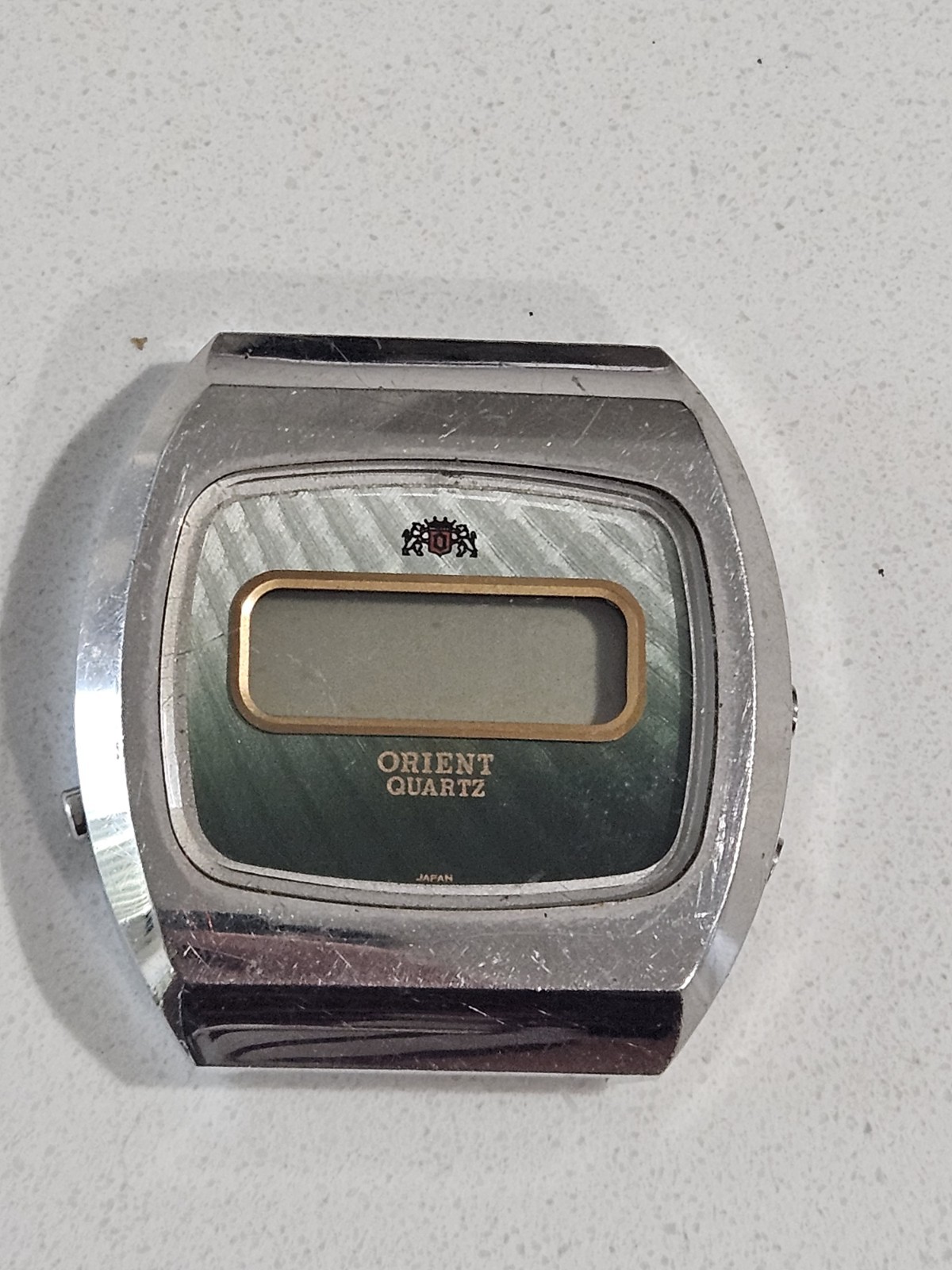 Vintage Orient Quartz Watch LCD Silver Tone Green Dial TS641102-40