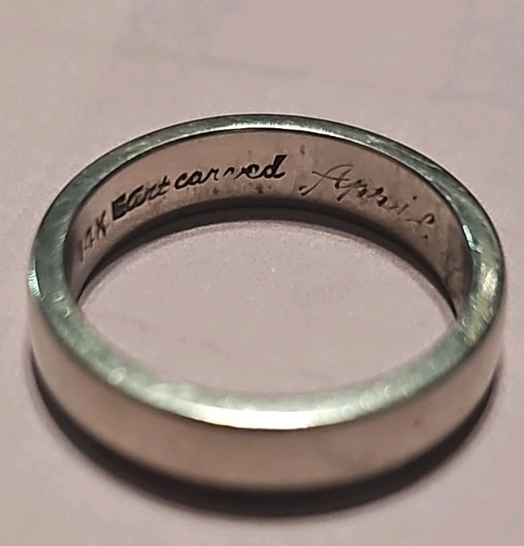 14K White Gold Engraved Wedding/Anniversary Band Ring 4mm Size 29.50