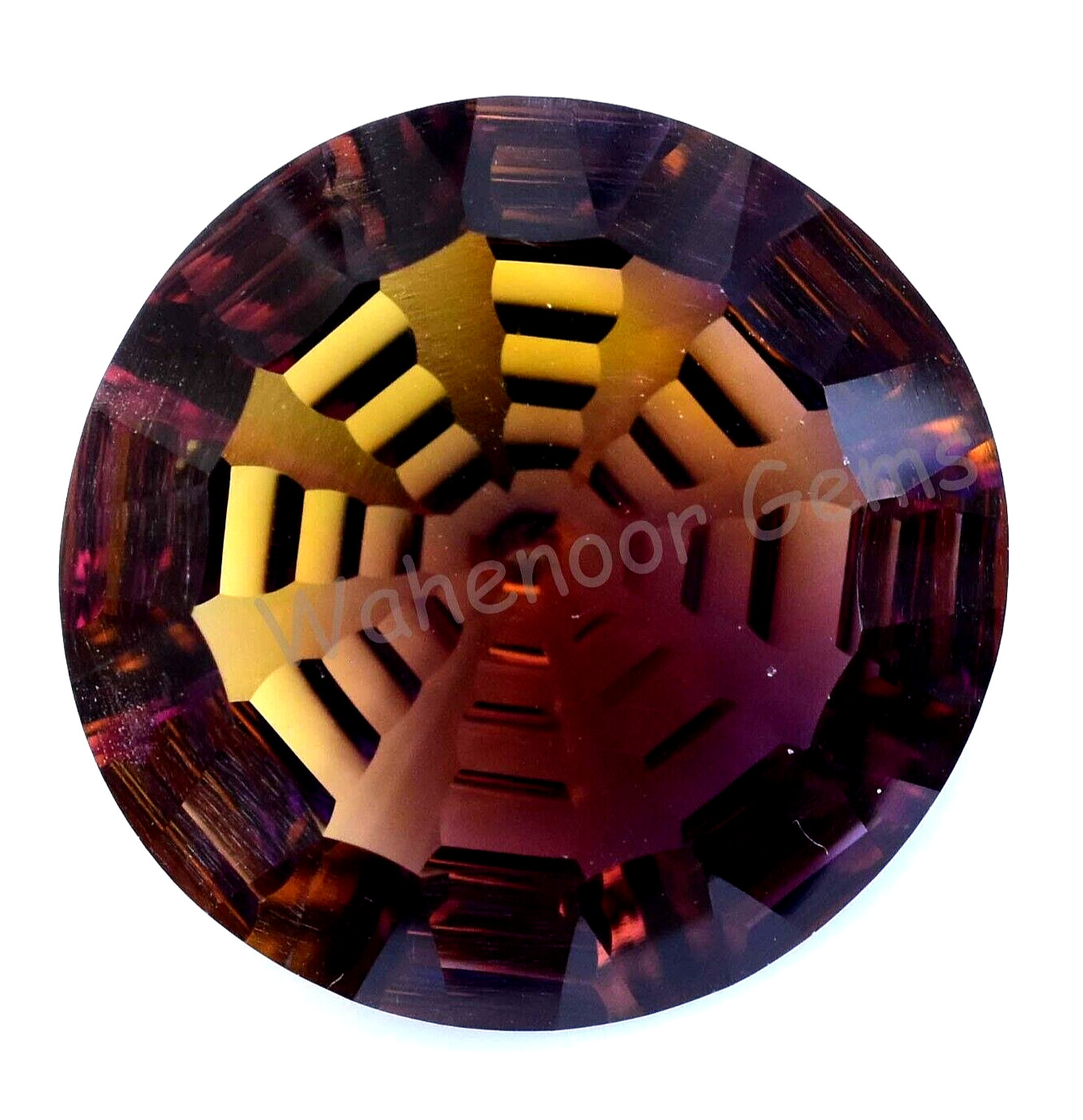 Flawless Natural Bi-Color Ametrine 33.10 Ct Round Certified Untreated Gemstone
