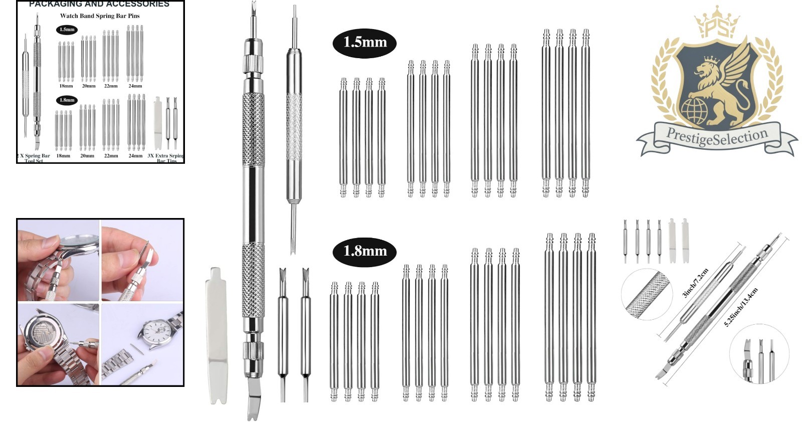 Versatile Watch Pin Replacement Kit with Tools – 316 Stainless Steel, 18-24mm