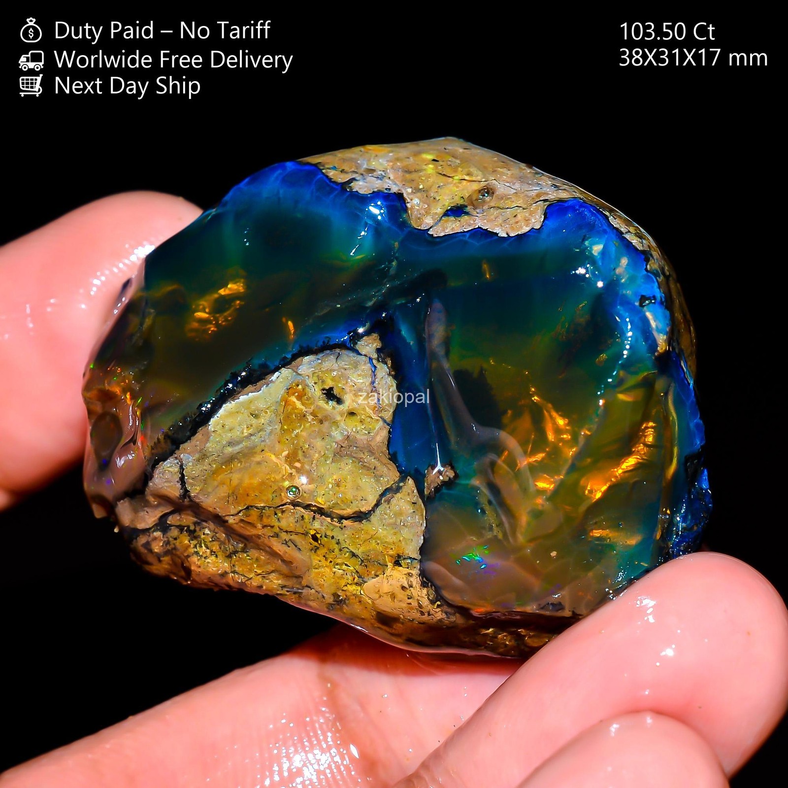 103.50 Cts Natural Ethiopian Multi Fire Oil Opal Astrology Rough 38X31X17 mm