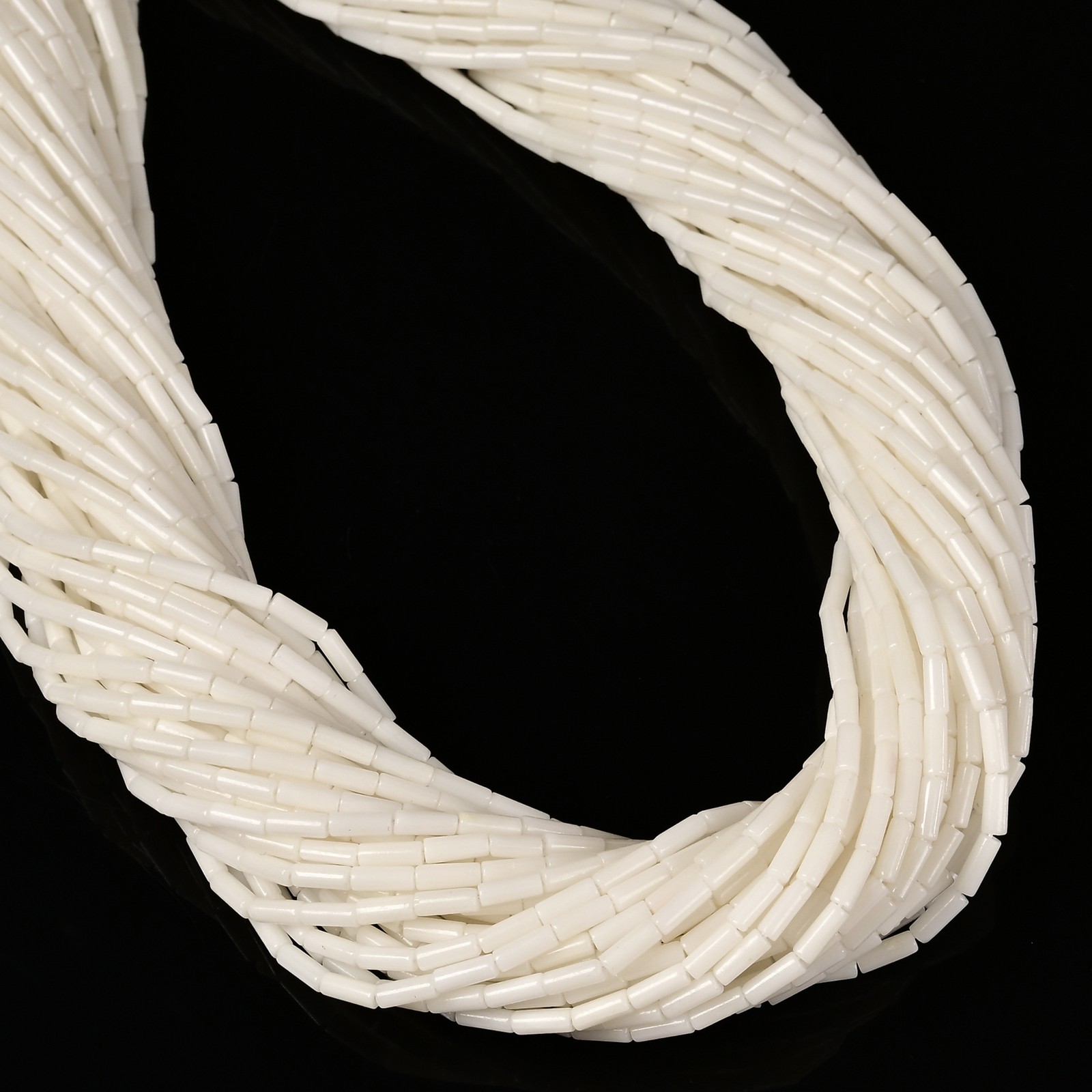 Pink / White Bamboo Coral Round Tube Beads 2x6mm 15.5″ Strand