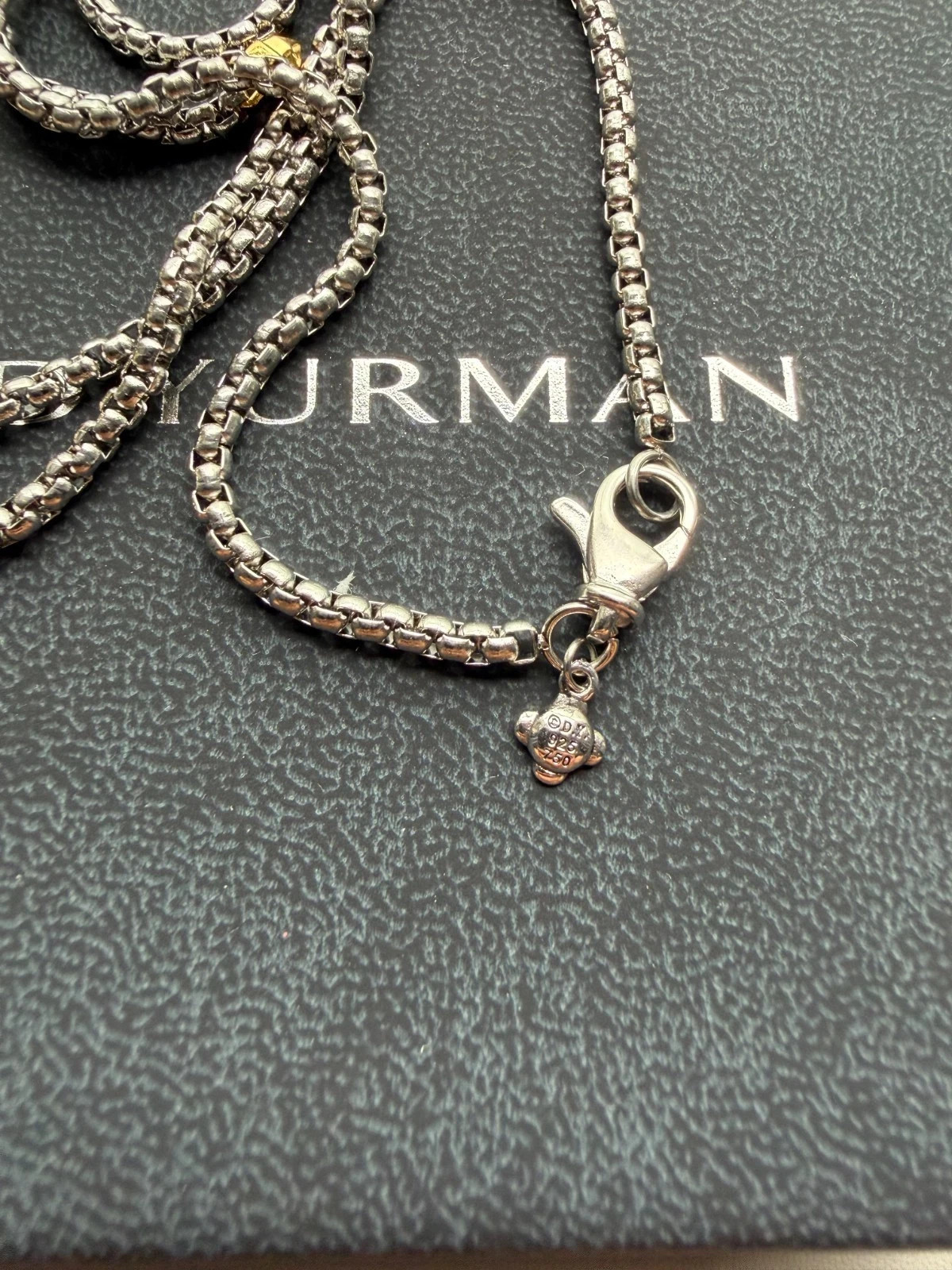 David Yurman Helena Y Necklace–Sterling Silver, 18K Yellow Gold, and Diamond 3mm