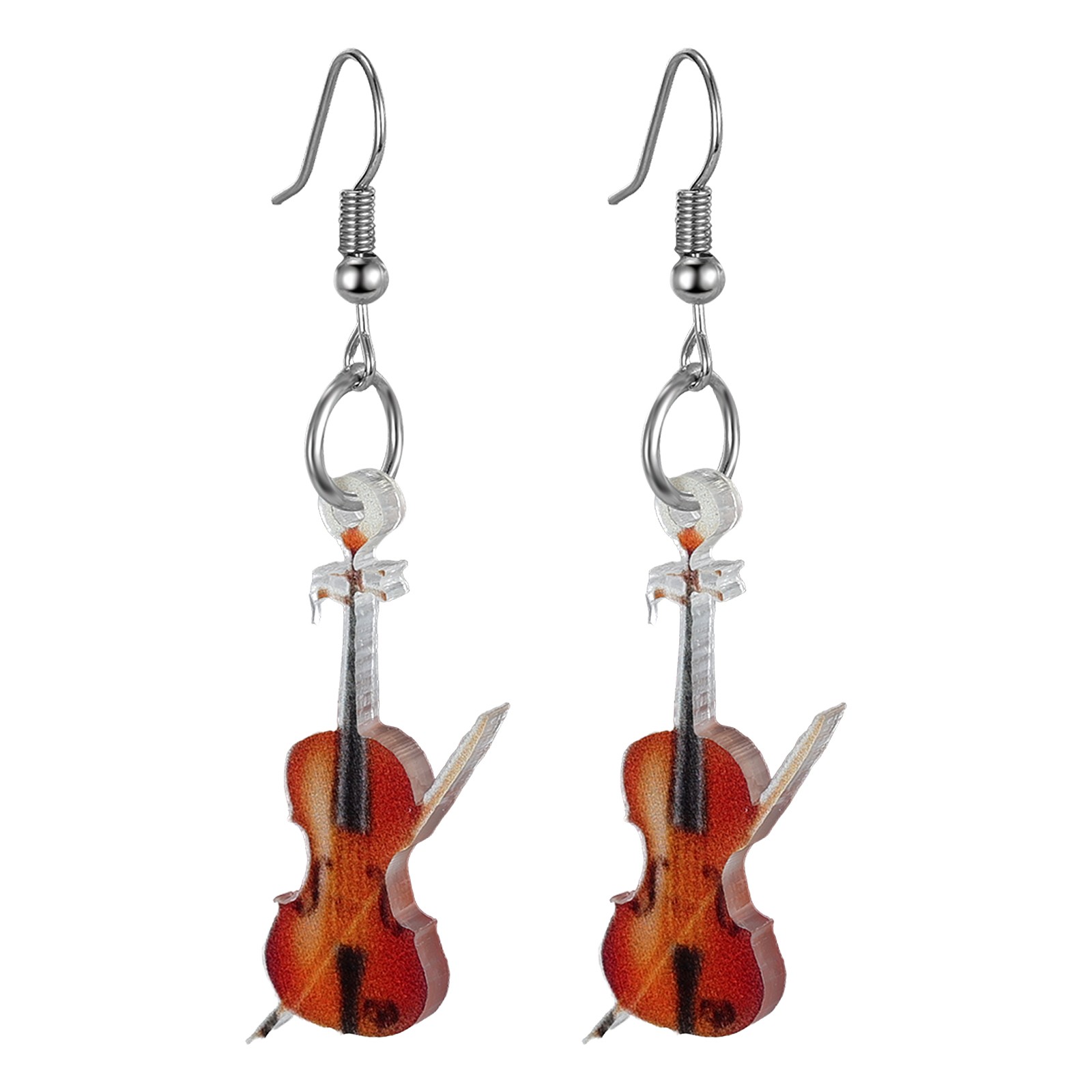 Women’s Acrylic Violin-shaped Music Instrument Drop Earrings Jewelry Violin Gift