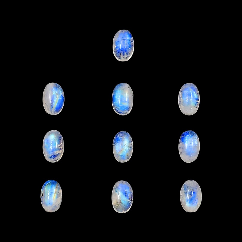 Natural Rainbow Moonstone 10 Pc 4x6x3 mm Oval Shape Polished Gemstone LS88-06613