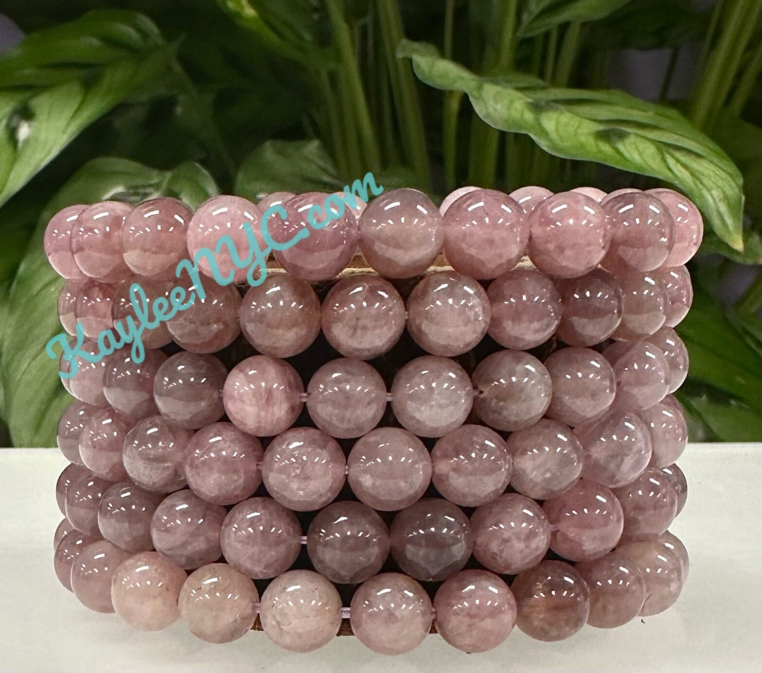 Wholesale 6 Pcs Natural Purple Rose Quartz 8mm 7.5” Crystal Stretch Bracelet