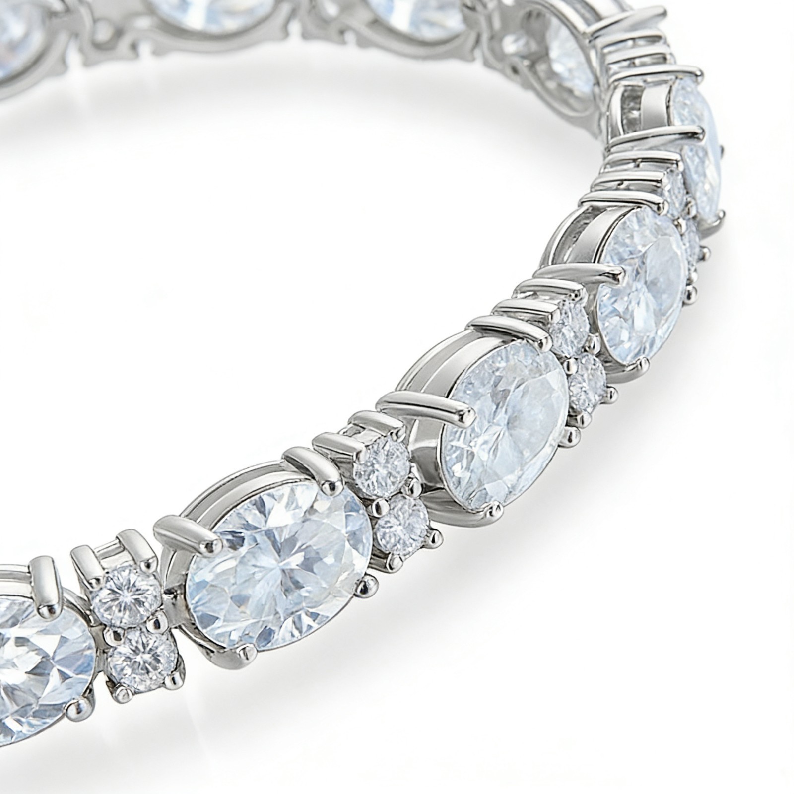 6*8mm Oval Cut Real Moissanite Tennis Bracelet Women 925 Sterling Silver Chain