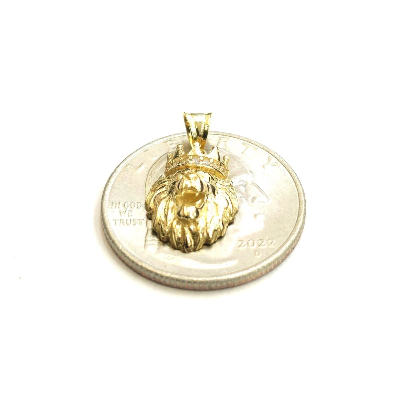 New Real 14k yellow Gold tiny lion head face crown Leo zodiac Pendant charm 1.5g