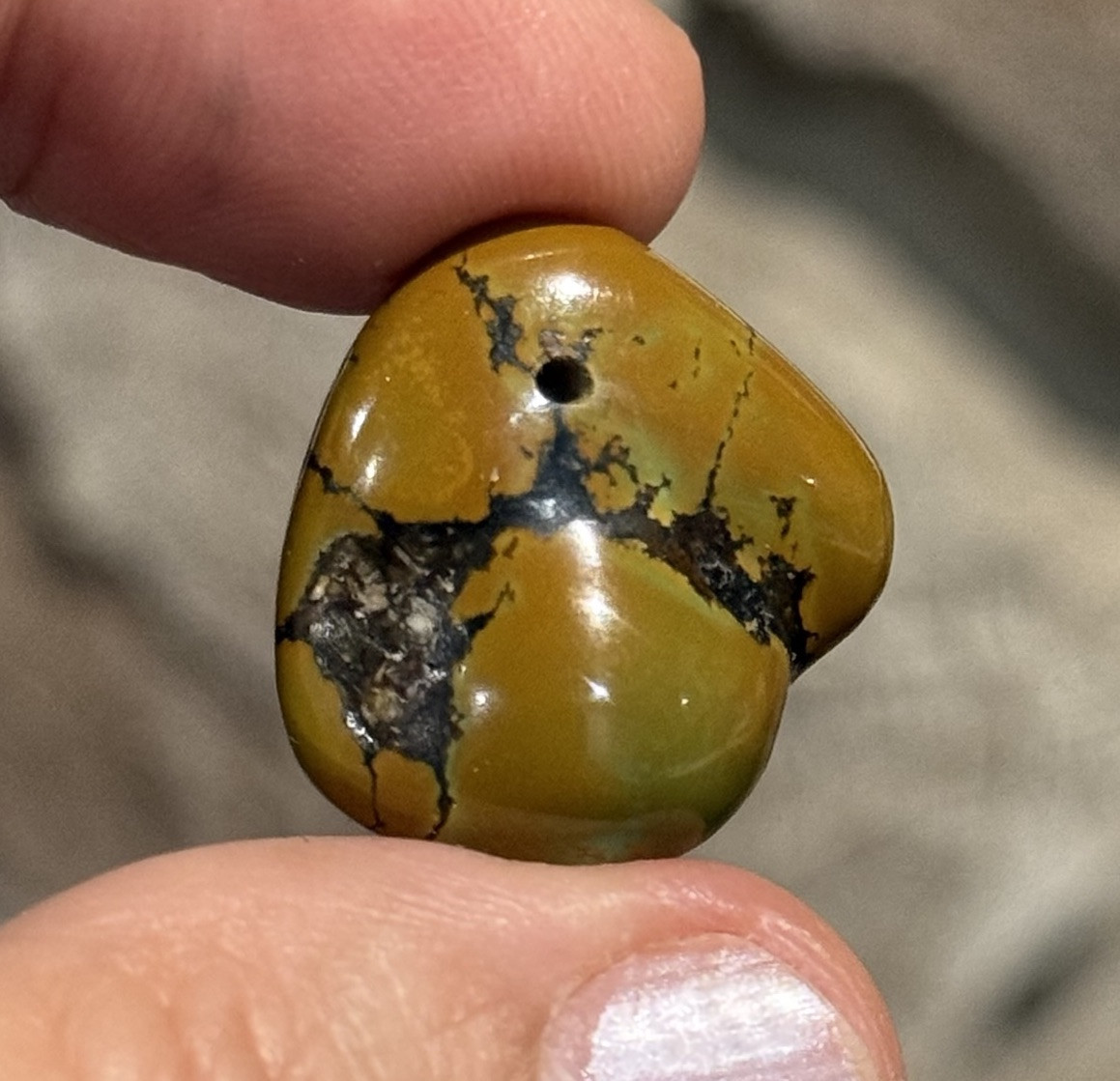 22ct 21.5x22x6.5mm Brown Hubei Turquoise Drilled Nugget Bead Pendant Old Stock