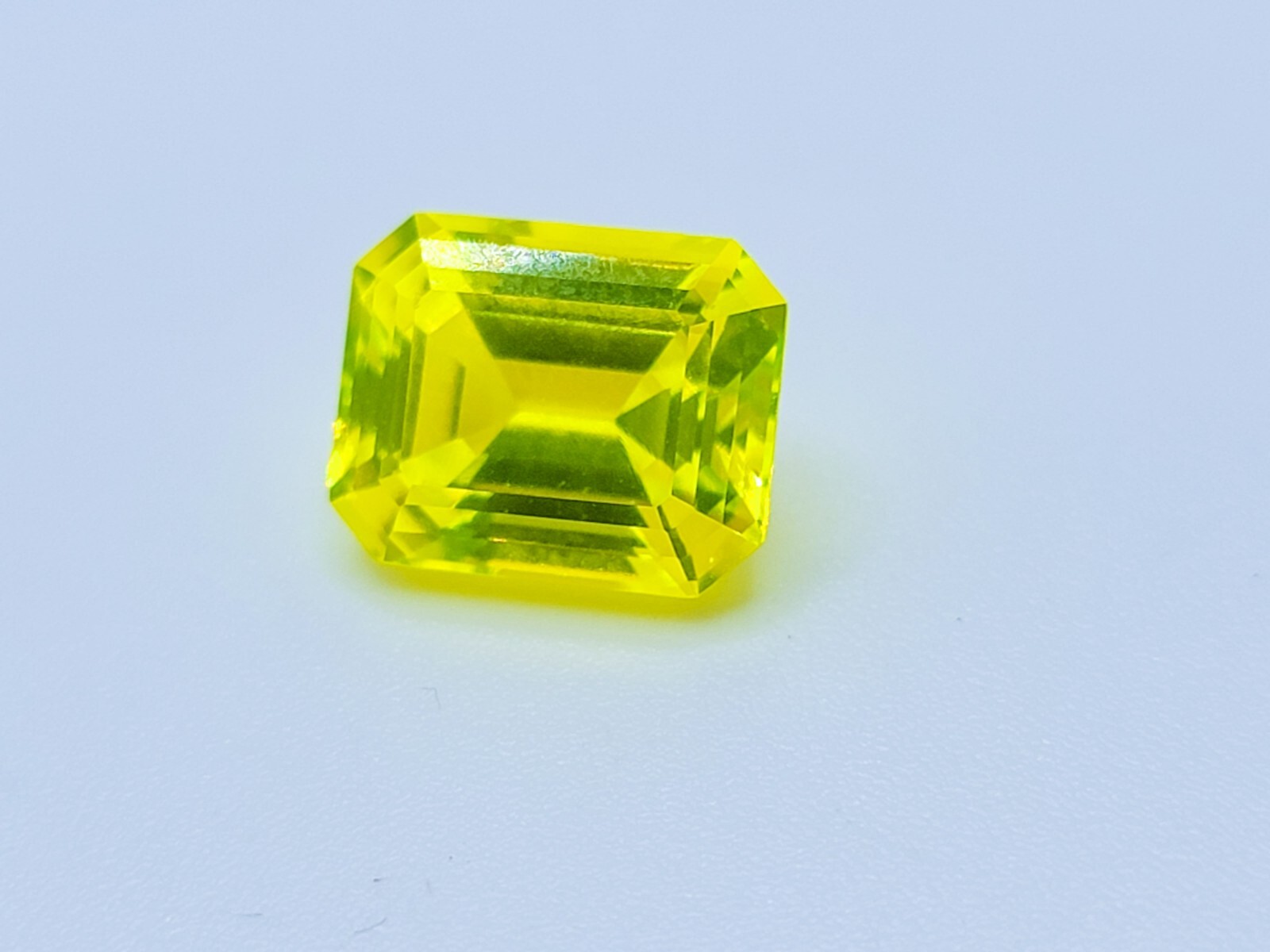 UV Yellow YAG Yttrium Aluminum Garnet 4ct Fluorescent Emerald Cut Gem 10x8mm