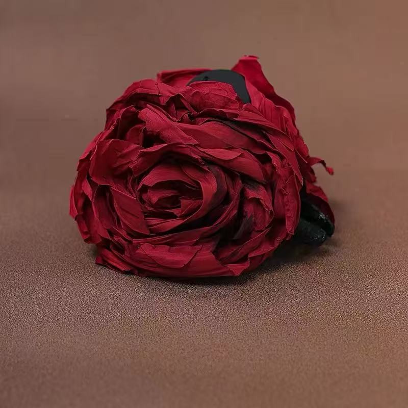 Oversized Floral Acrylic Hair Claw, Hand Painted Fabric Flower Hair Clip 4 Color