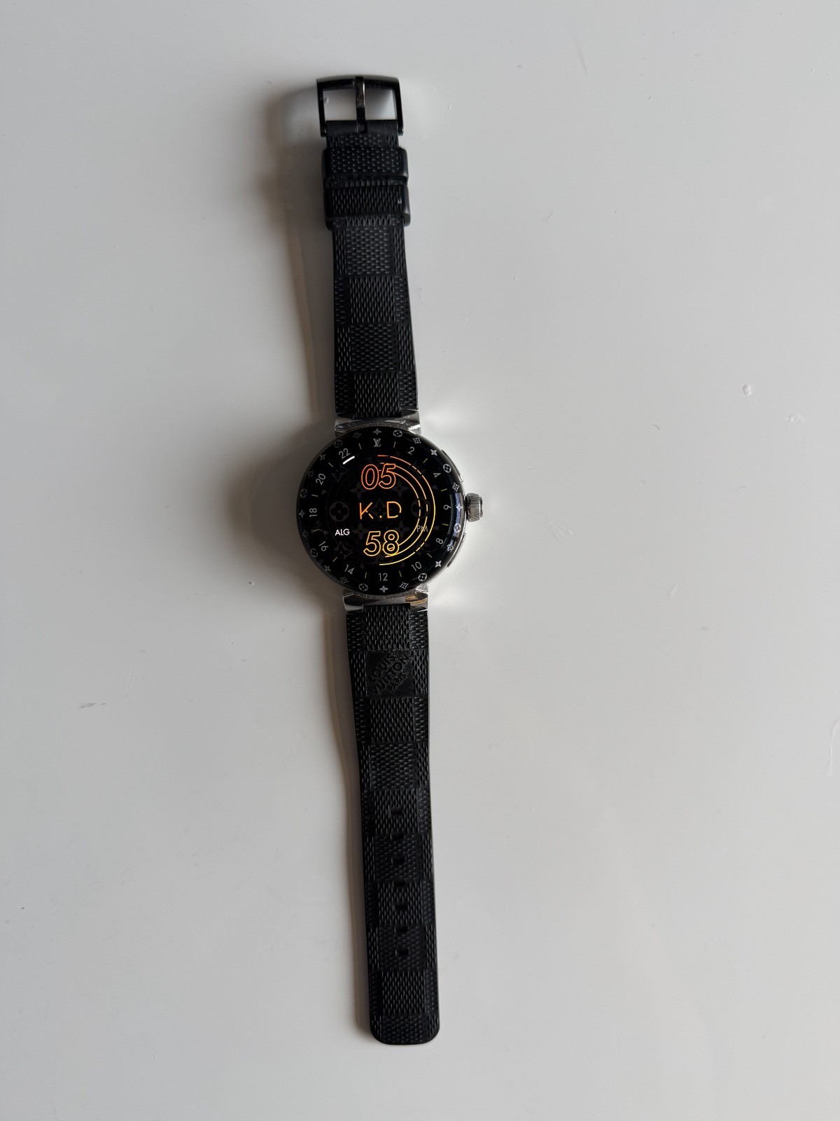 Louis Vuitton Tambour Horizon Light Up Smartwatch QAD0 Steel Black Strap 2022