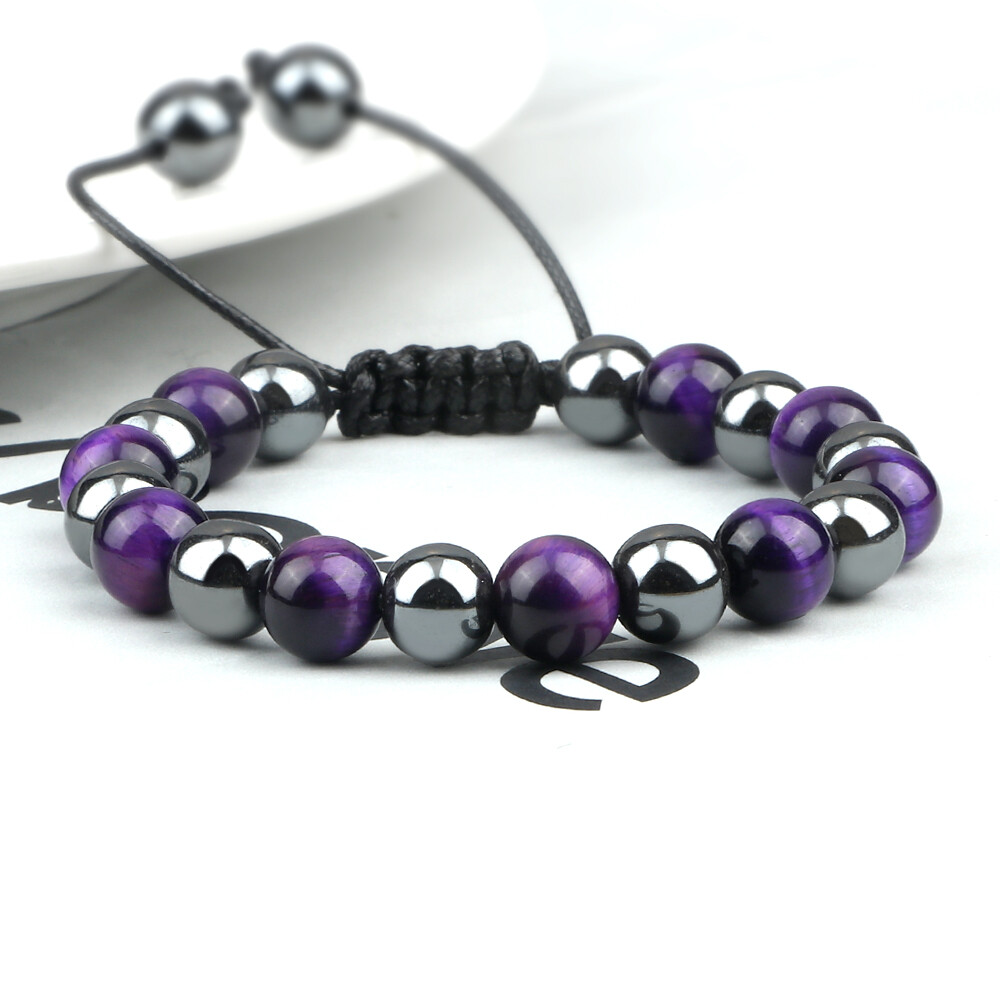 Charm Women Black Irregular Round Lava Stone Beads Bangles Distance Bracelets