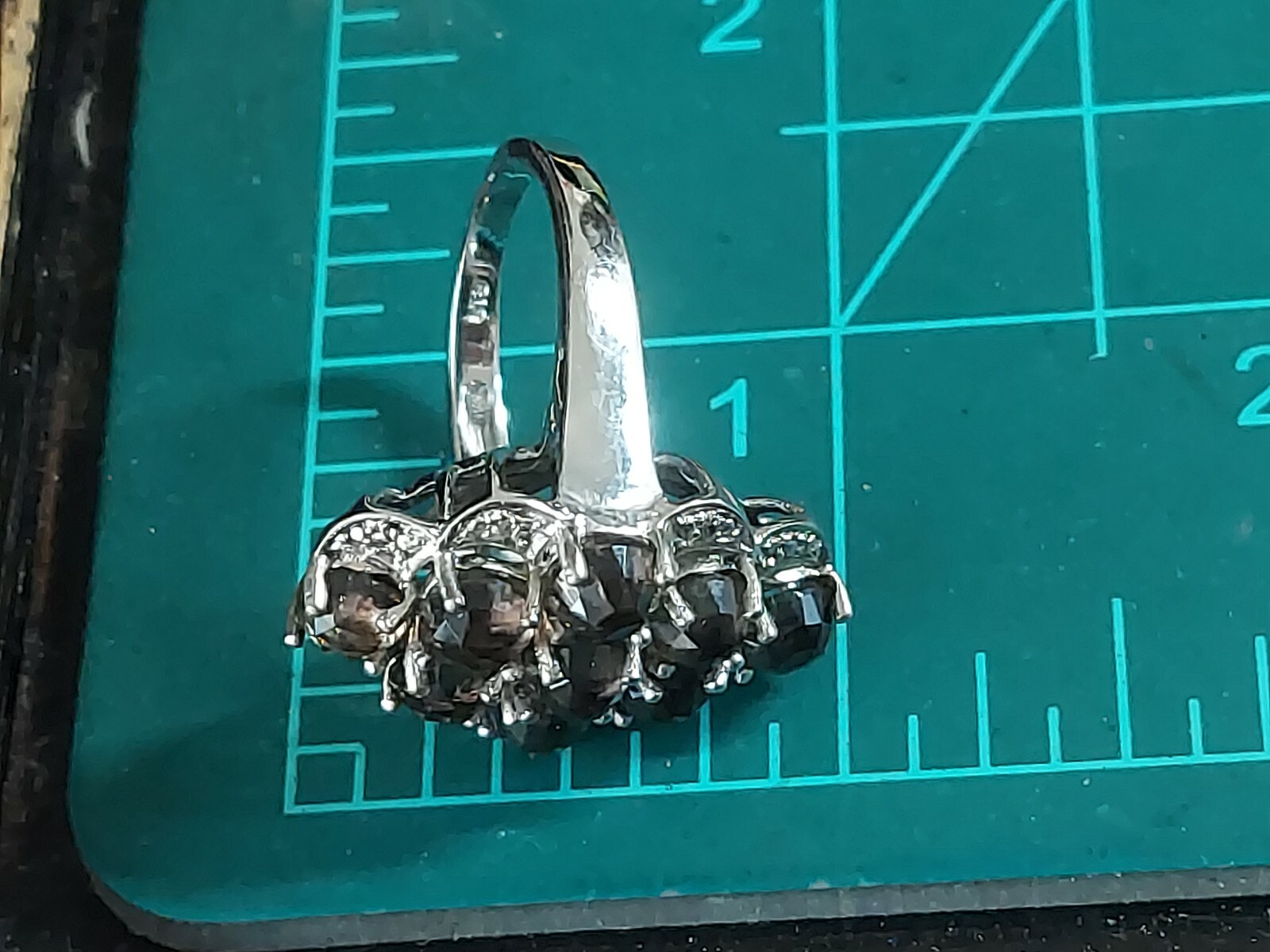 Karis STS Silver Tone Feceted Smoky Quartz Ring size 7.5