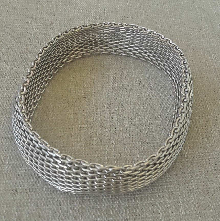 Vintage Sterling Silver Somerset Mesh Bangle Bracelet 925 34 Grams About 8″x5/8″