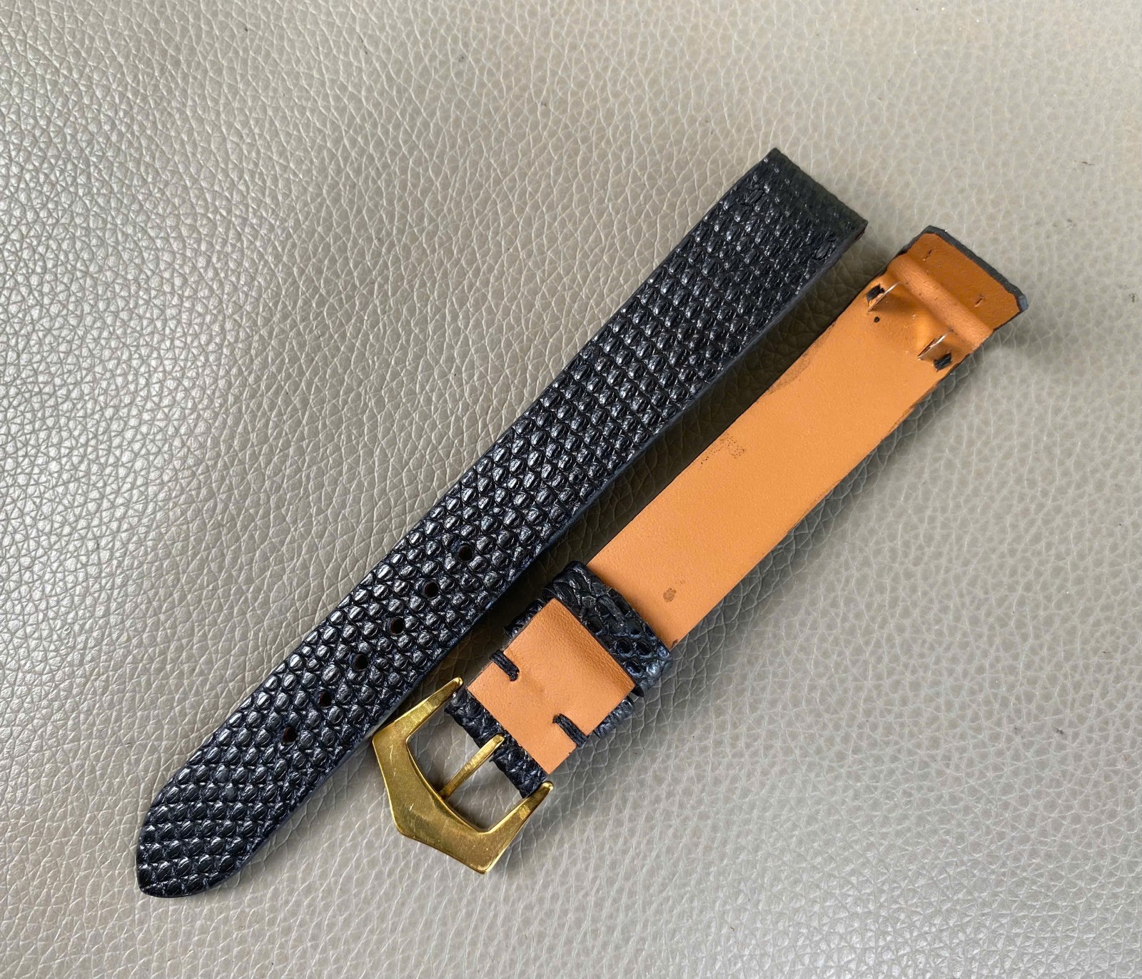 Open Ended Black Genuine Lizard Leather Watch Strap size 12 13 14 15 16 17..26mm