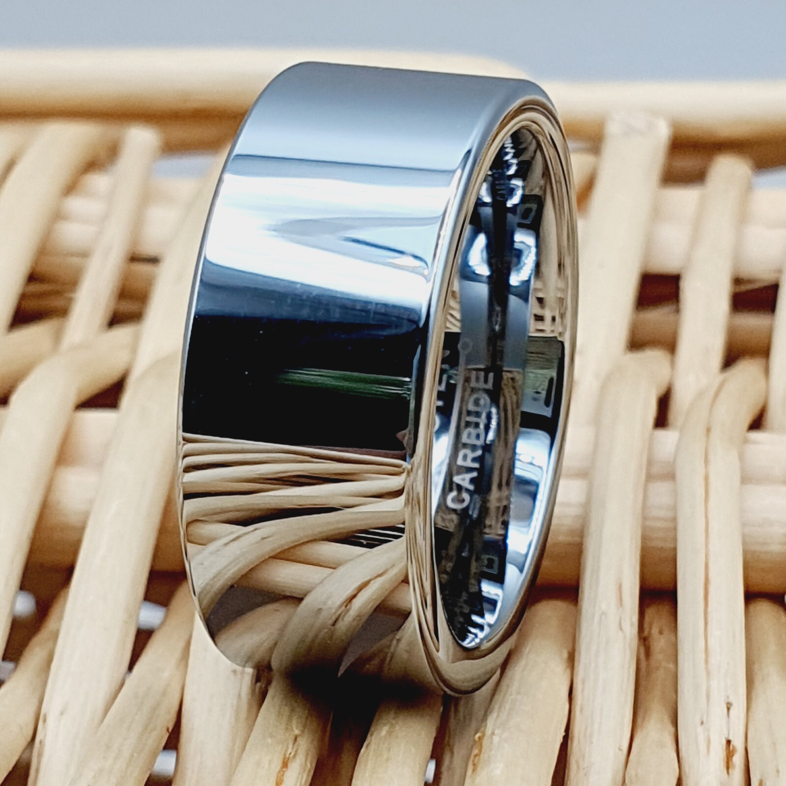 Polished Pipe Cut Tungsten Wedding Band Anniversary Promise Ring Men’s Ring Band